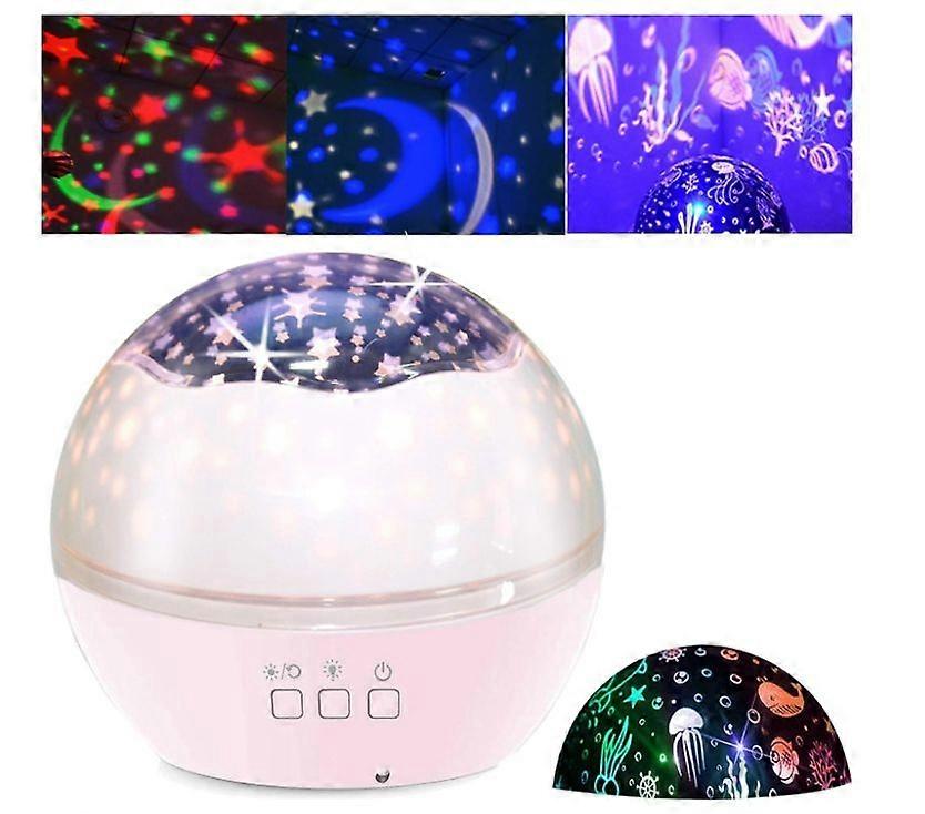 Star Projector Night Light for Kids Baby Projection Lamp 360 Degree Rotating Starry Sky Ocean Projection Night Light 8 Colors Changing Light(Pink)