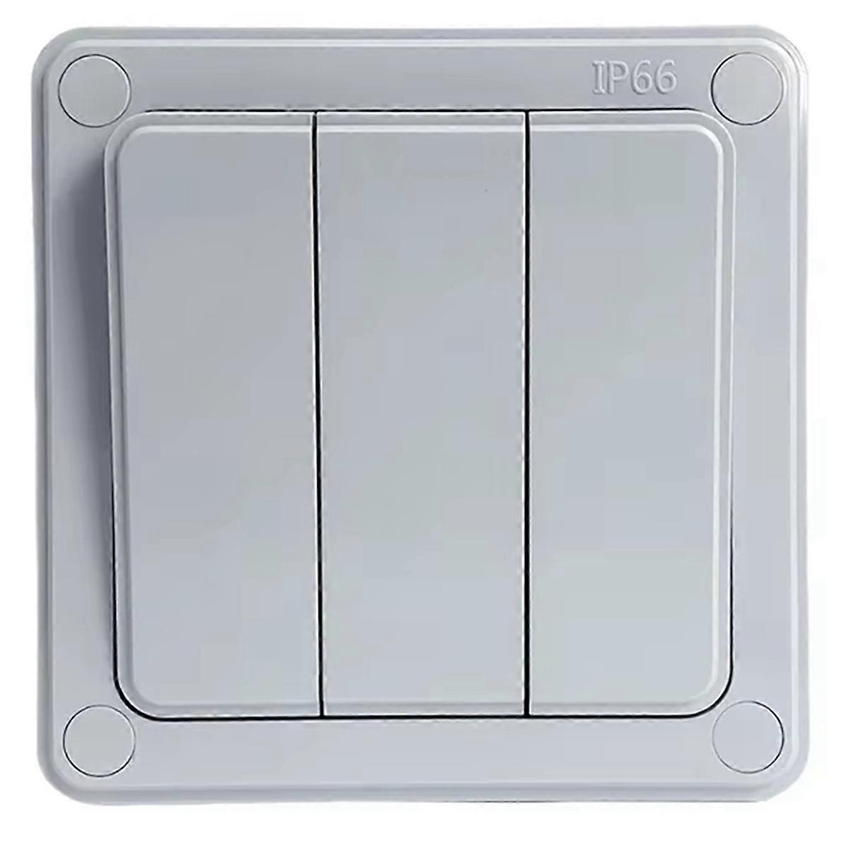 IP66 Waterproof 2 Way Outdoor Wall Light Switch 3 Gang Push Button Power Switch 16A Dust-Proof for
