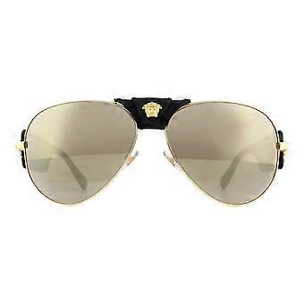 Versace Sonnenbrille 2150Q 10025A Gold Hellbraun Spiegel Dunkelgold