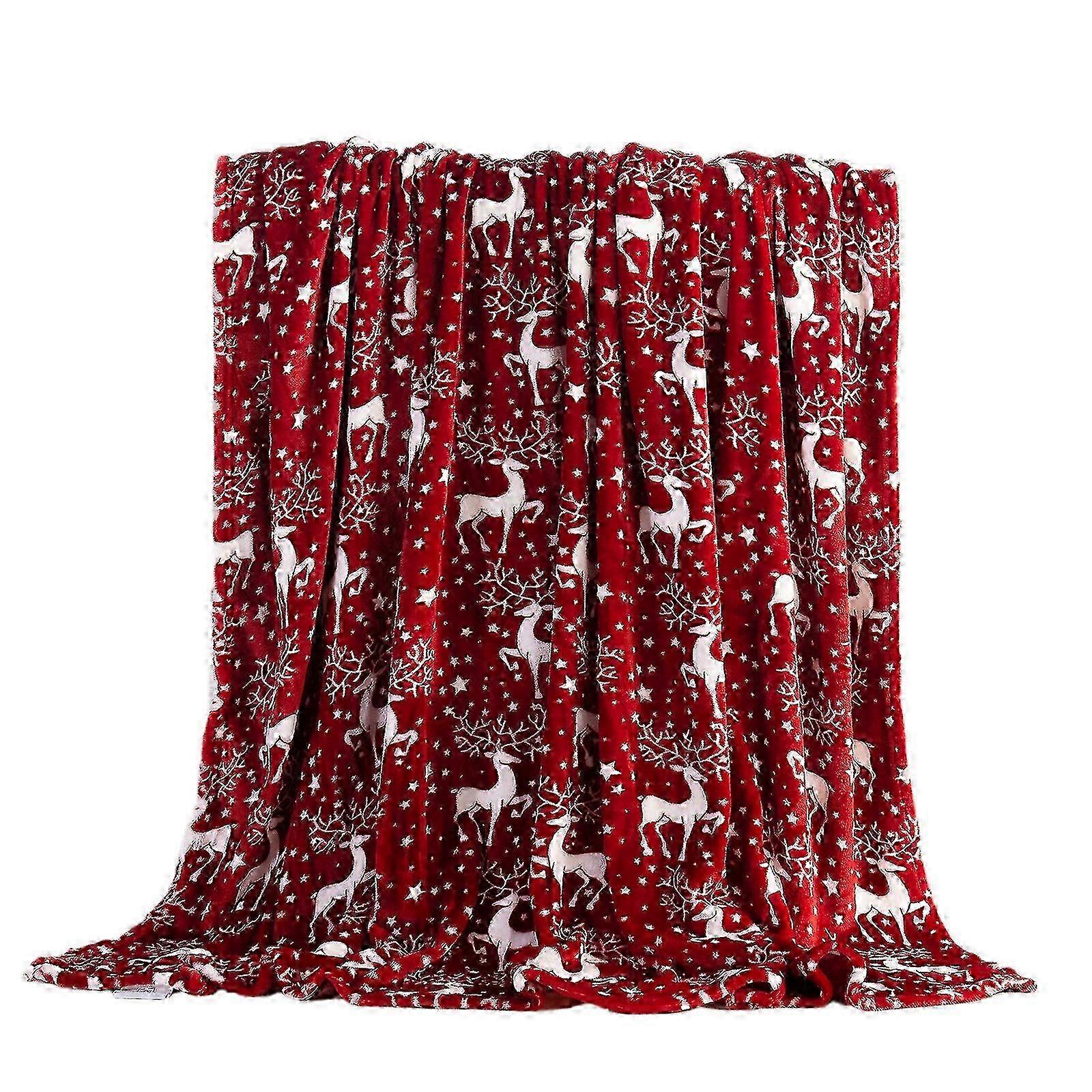 Christmas Decorative Blanket with Reindeer and Snowman Design: Soft, Breathable, Warm and Comfortable for Sofa and Bedroom Use
