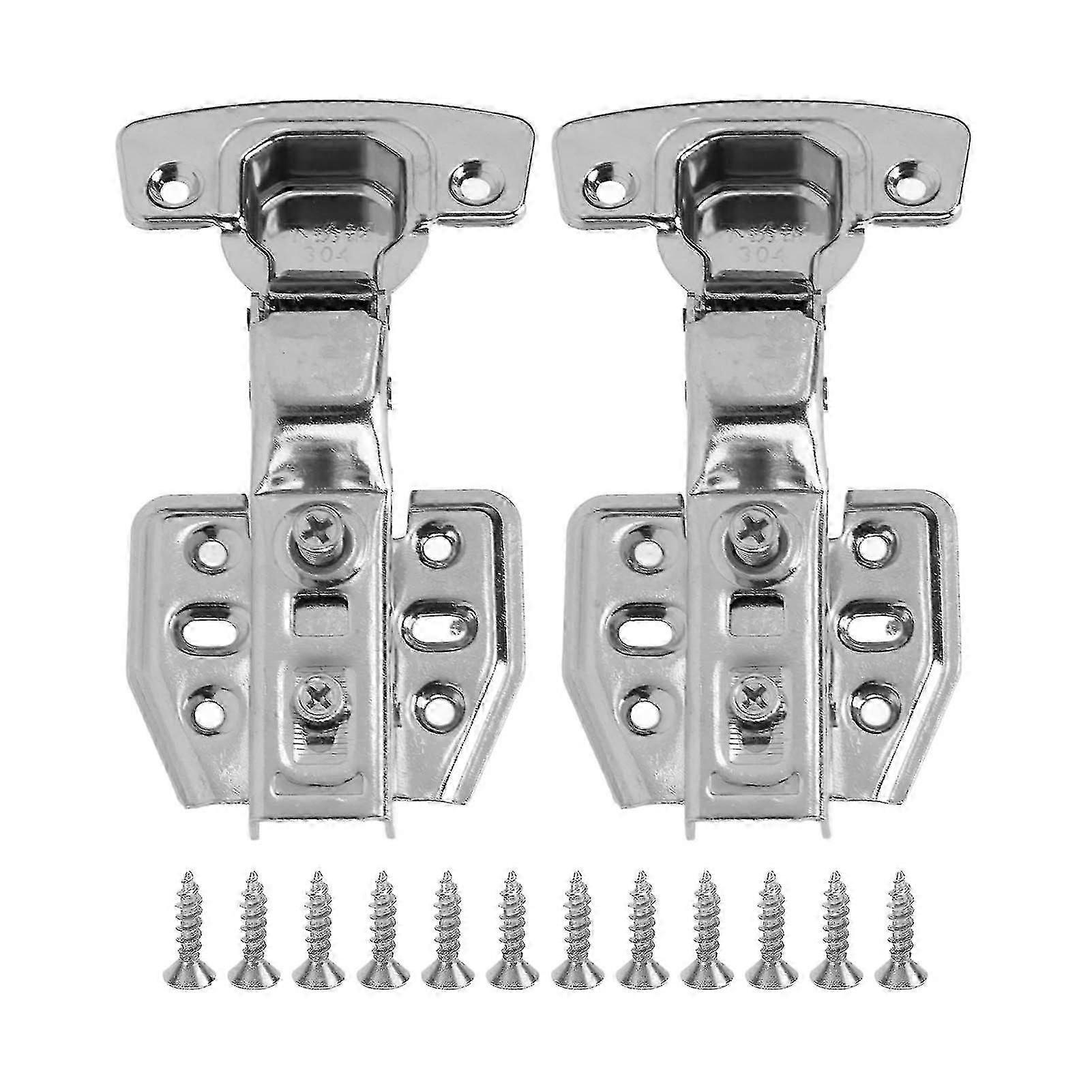 Stainless Steel Cabinet Hinges 2Pcs, 2.0mm Thick, 105-110 Opening, Mute Muffler Close, for Kitchen Bathroom