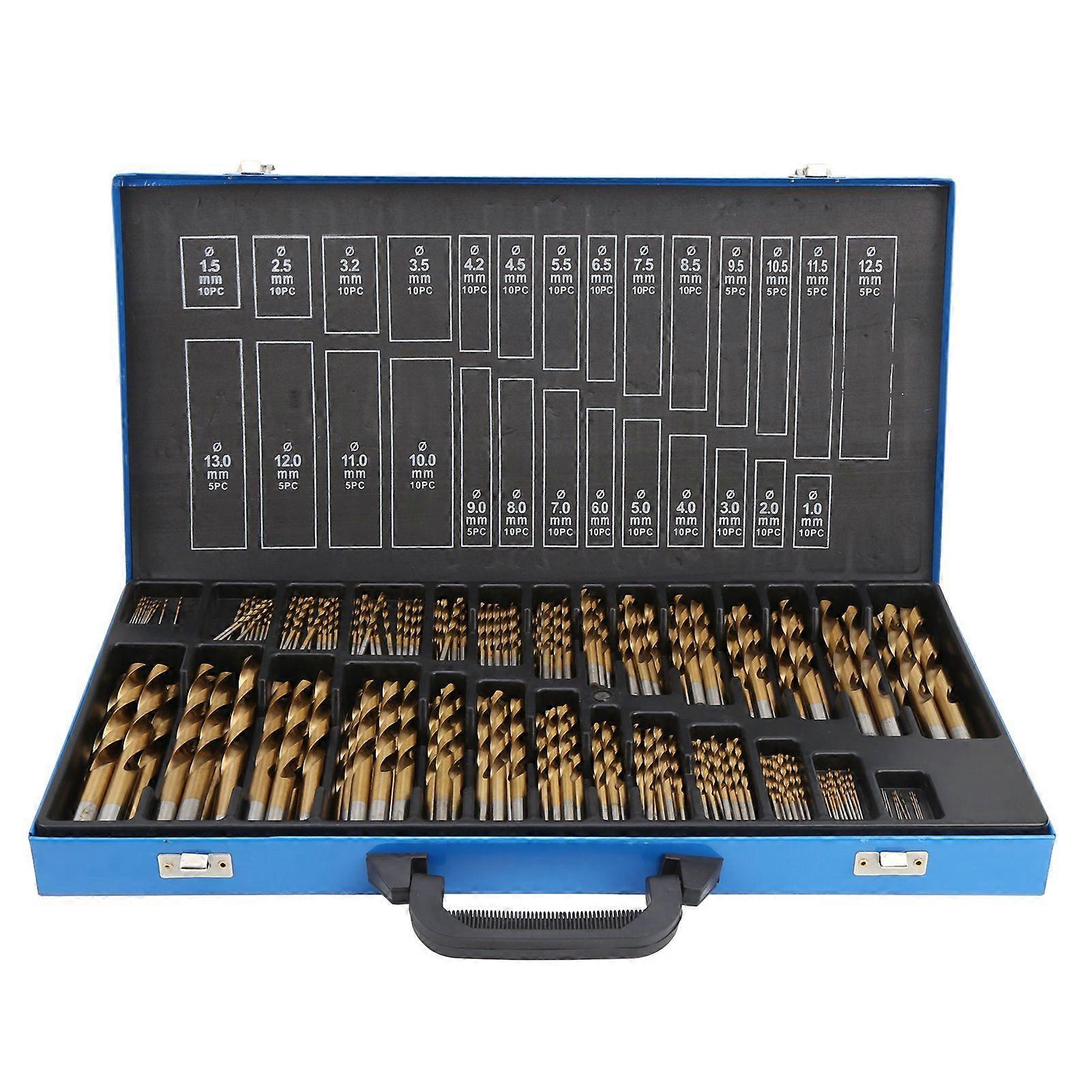 230pcs Metric Drill Bits Set with Storage Box HighSpeed Steel for Iron Alum inium Wood Plastic