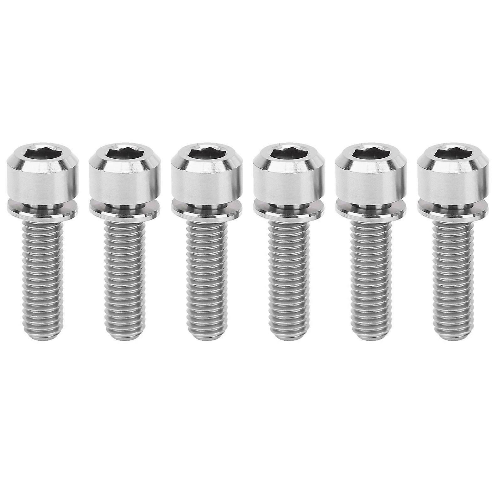 6Pcs Portable for M5x18 Titanium Alloy Mountain Bicycle Road Bike Stem Screw High Strengthsilver