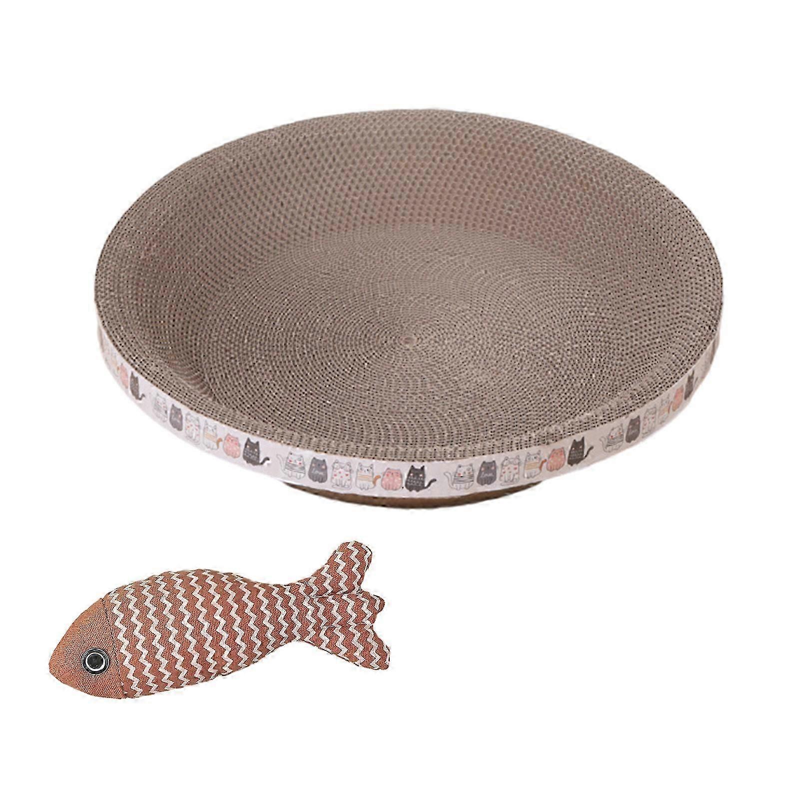 Bowl-Shaped Cat Scratching Board with Fish Toys, Bite-Resistant for Fun Exercise and Play for Kittens