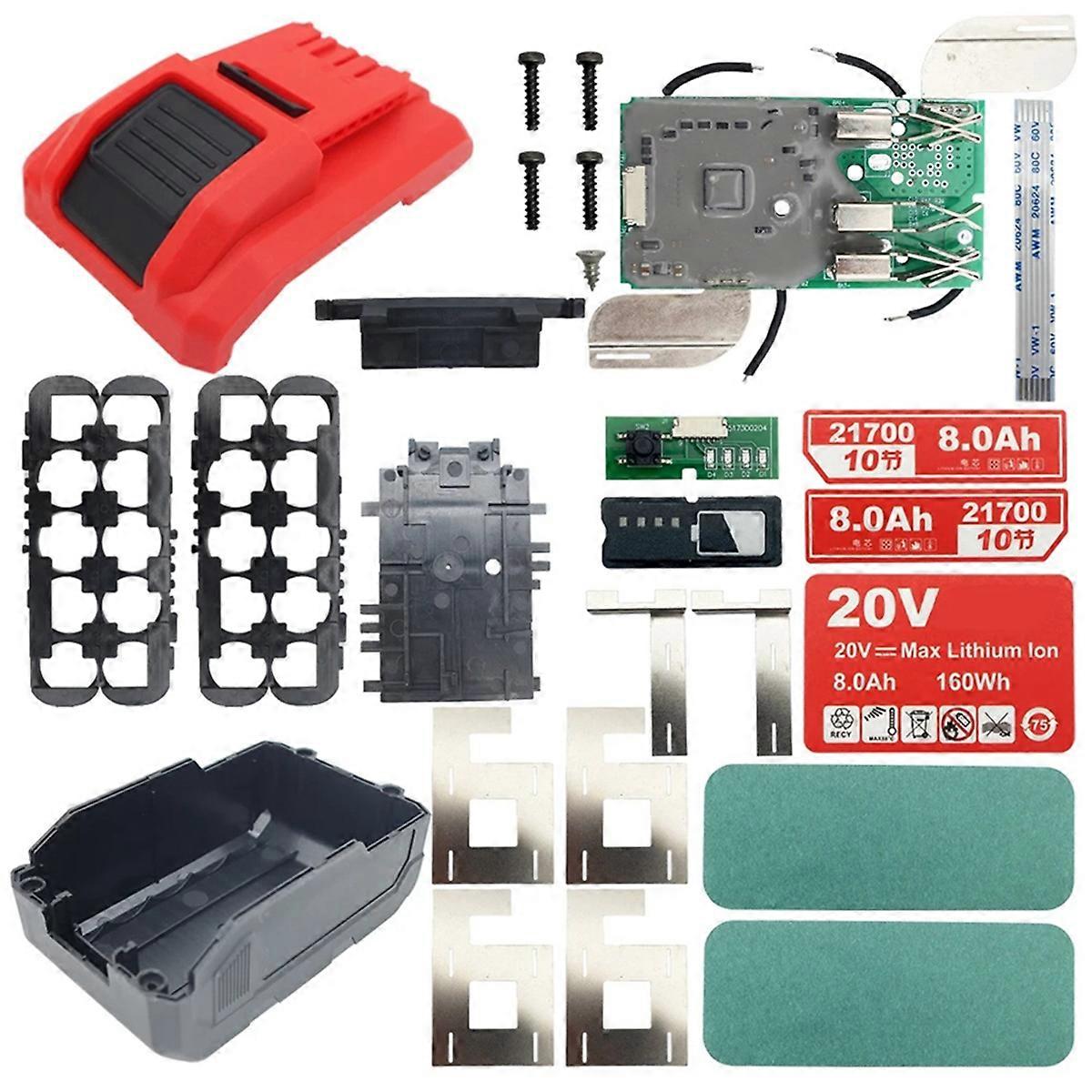 10X21700 Li-Ion Battery Plastic Case Shell Housing PCB Protection Circuit Board for 20V Lithium Bat