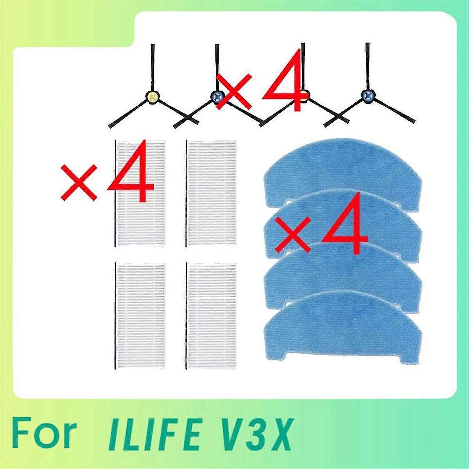 12 Pcs Side Brush Mop Filter for ILIFE V3X Sweeping Robot Cleaner