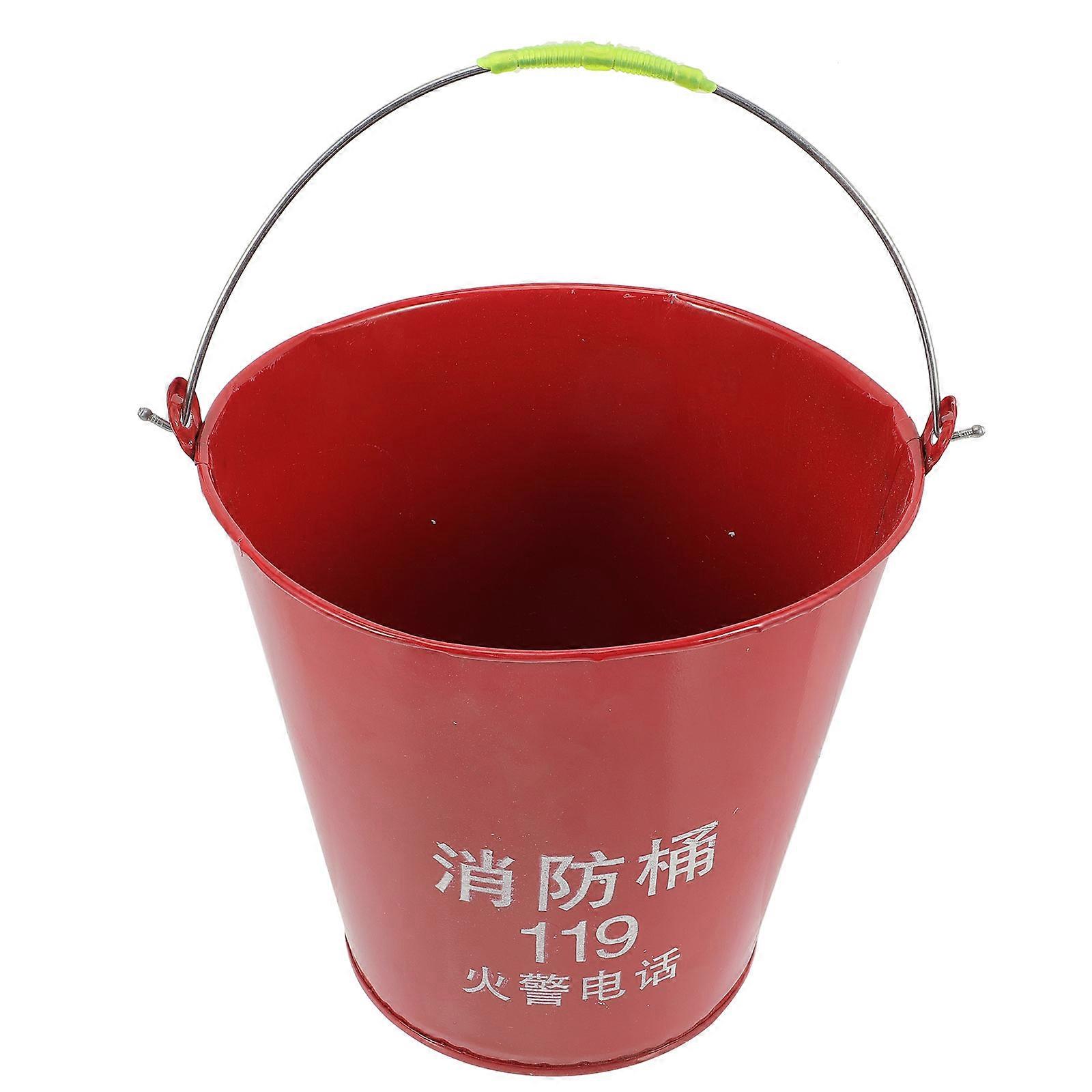 Sand Bucket Iron Sand Bucket Fire Station and Home Use Red Iron Fire Emergency 1Pack