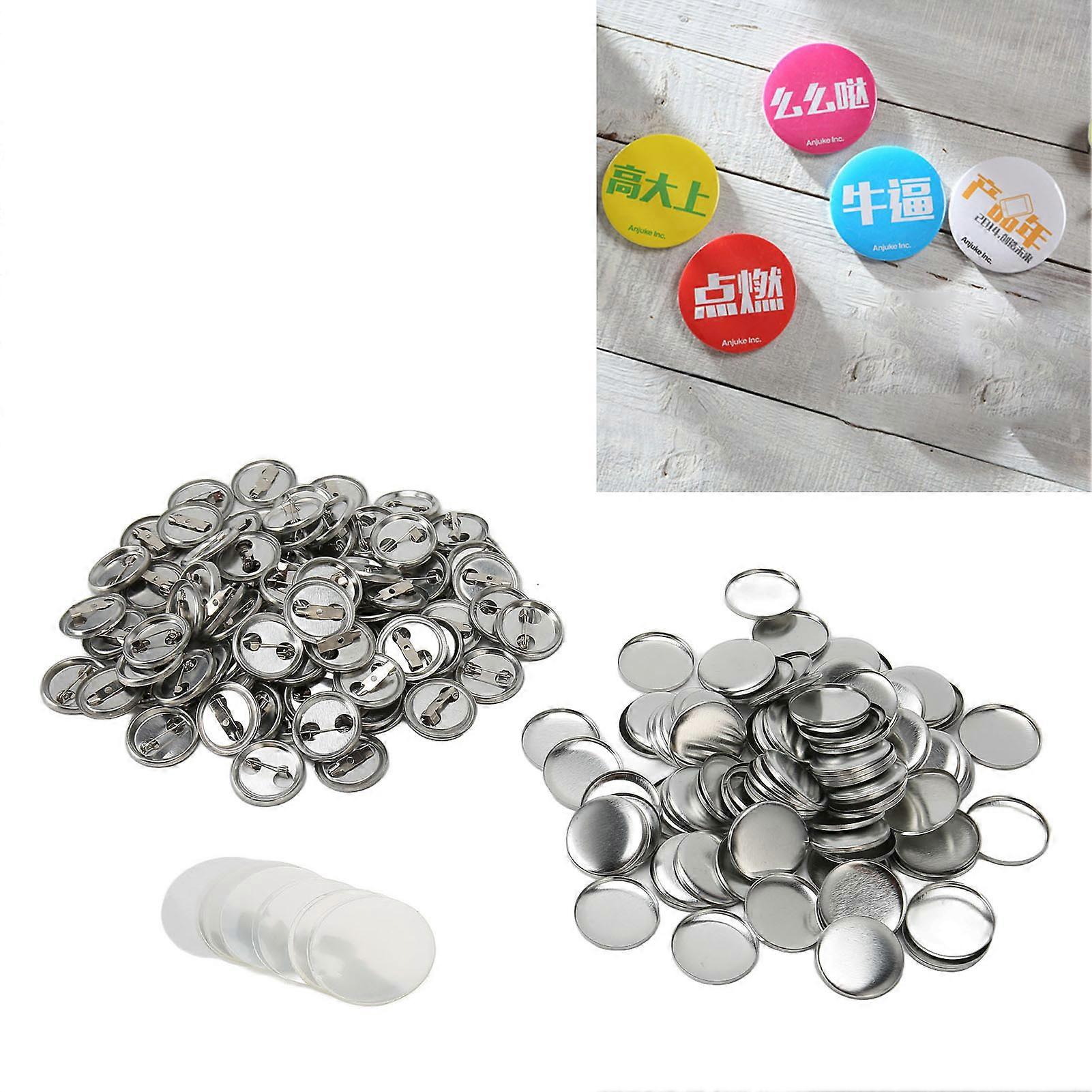 100 Sets 25mm Round Blank Iron Button Badge Parts DIY Kit