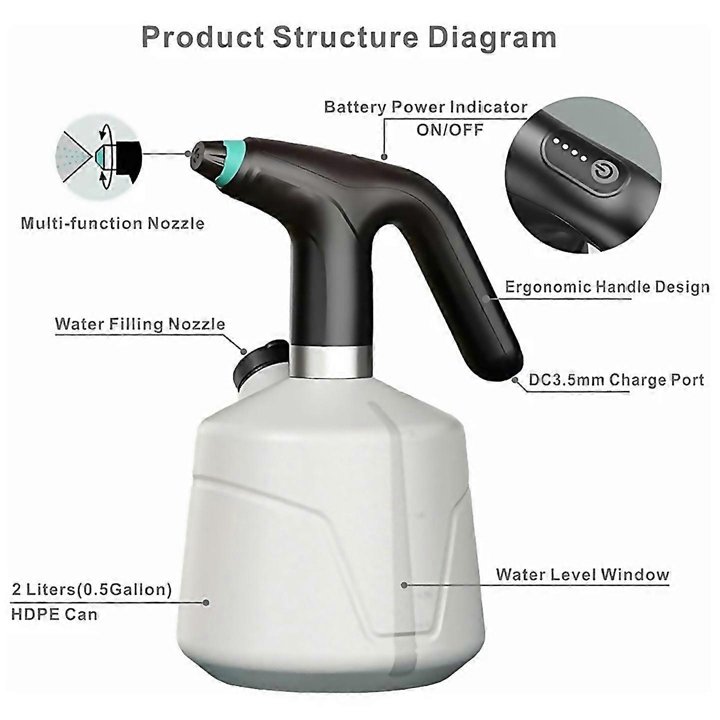 For 2l Electric Plant Spraybottle Automatic Watering Sprayer White