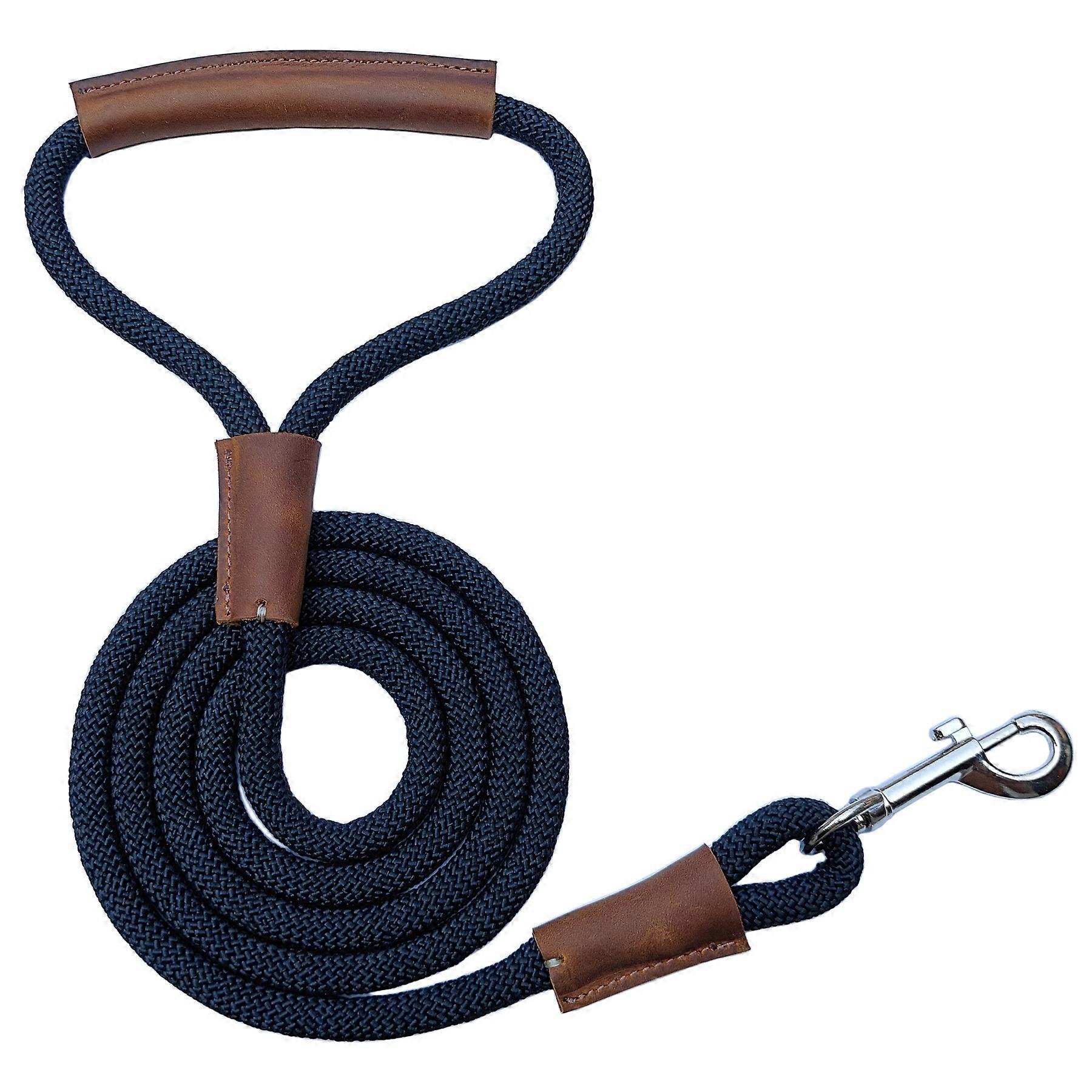 4/5/6 FT Heavy Duty Nylon Rope Dog Leashes with With durable leather handles for Small Medium and Large Dogs