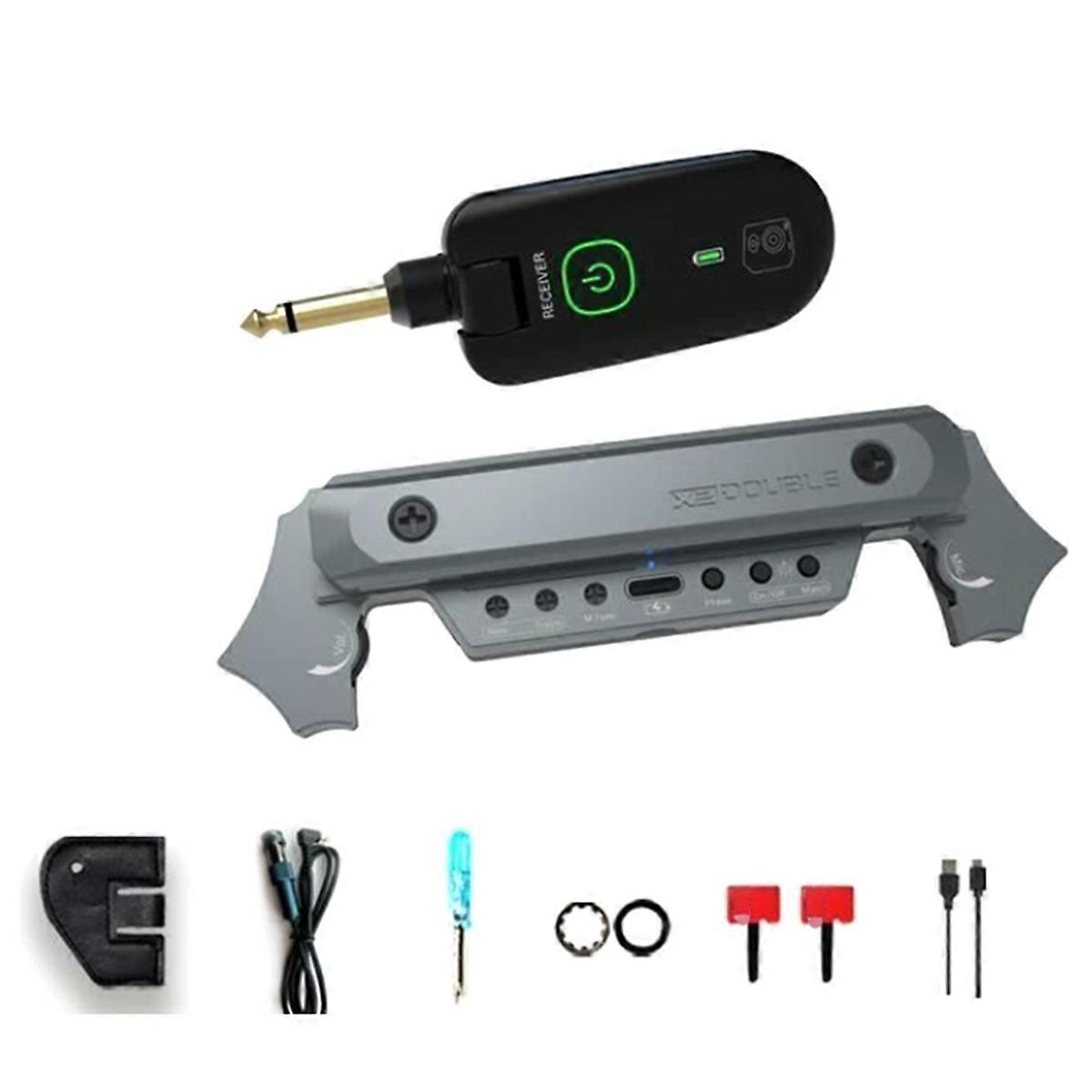 DOUBLE X2 Wireless Soundhole Pickup with Receiver Microphone 30M mission for 80-120mm Sound-Hole Acoustic Guitar Pickup,A