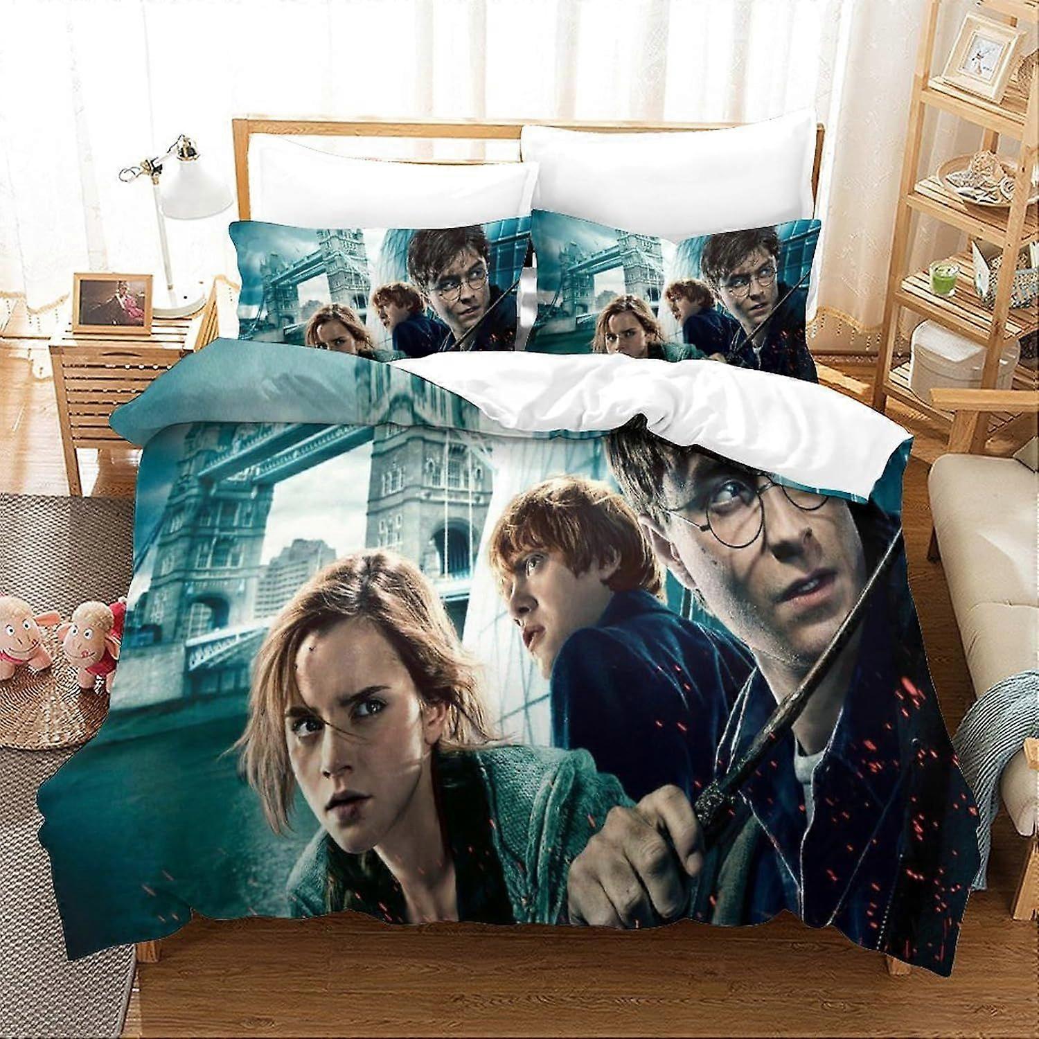 u69 Harry Potter Crib Set, Sports Mattress Protector, 3D Sci-Fi Hero Design, Microfibre, 3 Piece Set with Zip And 2 Pillowcases, . m69