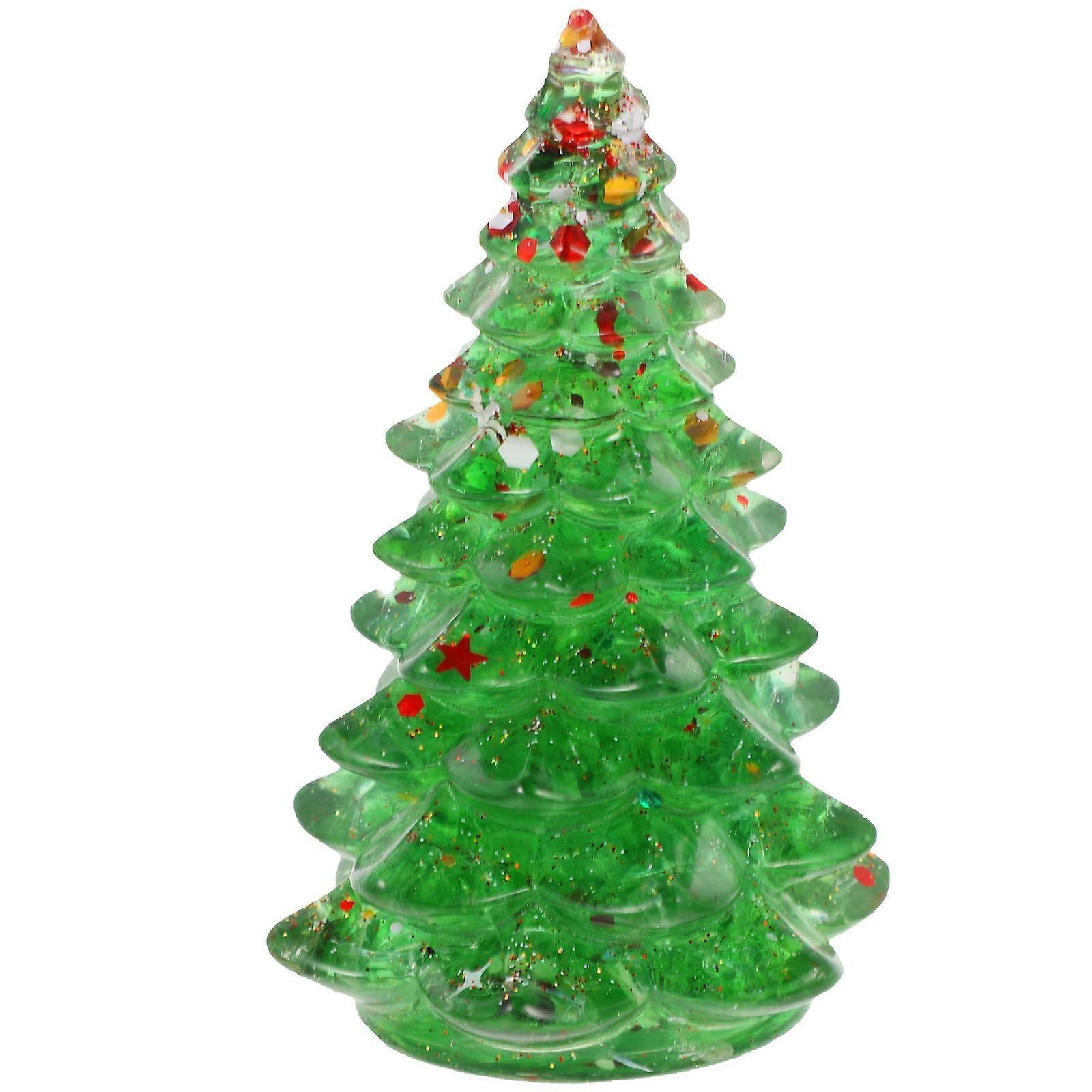 Mini Christmas Tree Resin Figurine for Desktop Decoration 4Pcs Set