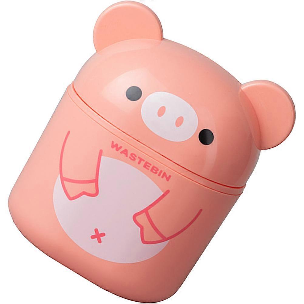 Pink Desktop Trash Can 3Pcs with Lid for Home Use Mini Wastebasket