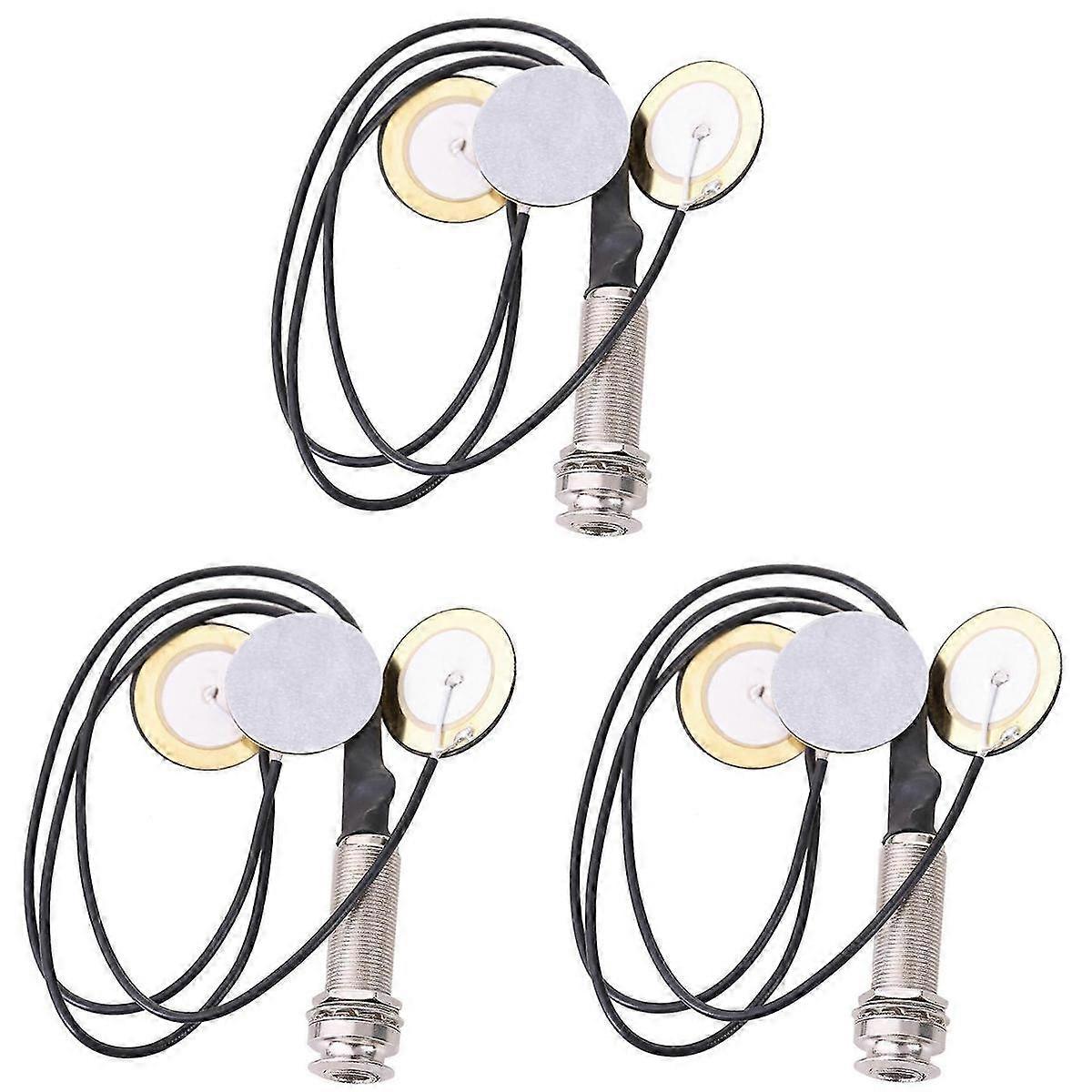 3X Piezo Contact Microphone 3 Transducer Pickups with End Pin Jack compatible Kalimba