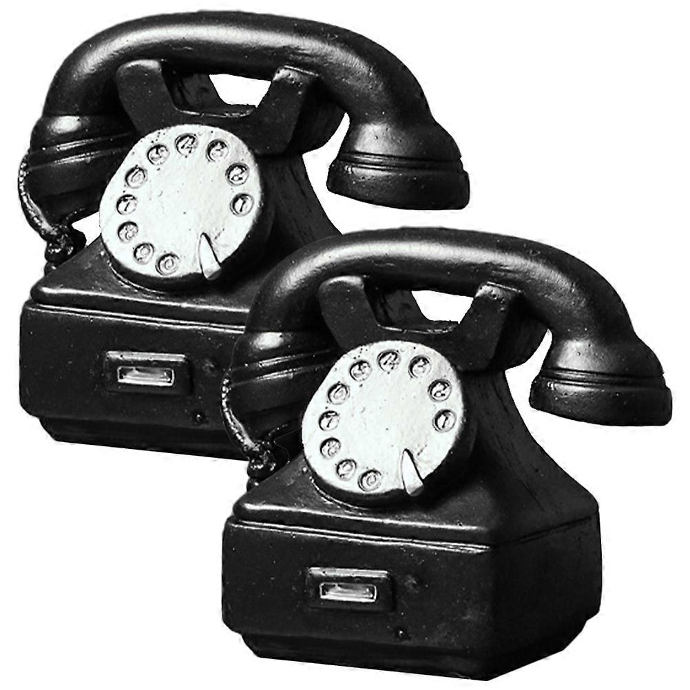 Retro Phone Telephone Decoration for Kids Use with 4Pcs Resin Set