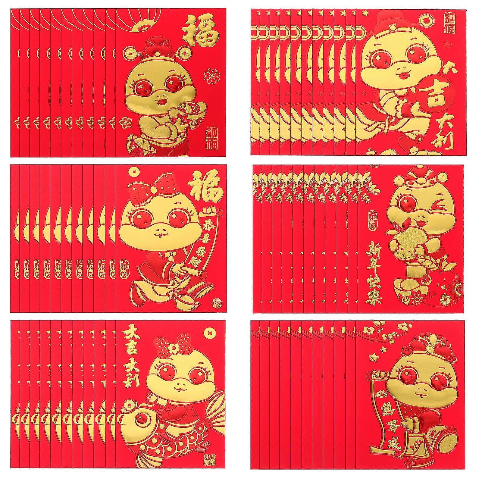 2025 Year Of The Snake Red Envelopes 60Pcs For Money Holding In Assorted Colors Essential For Chinese New Year Celebrations