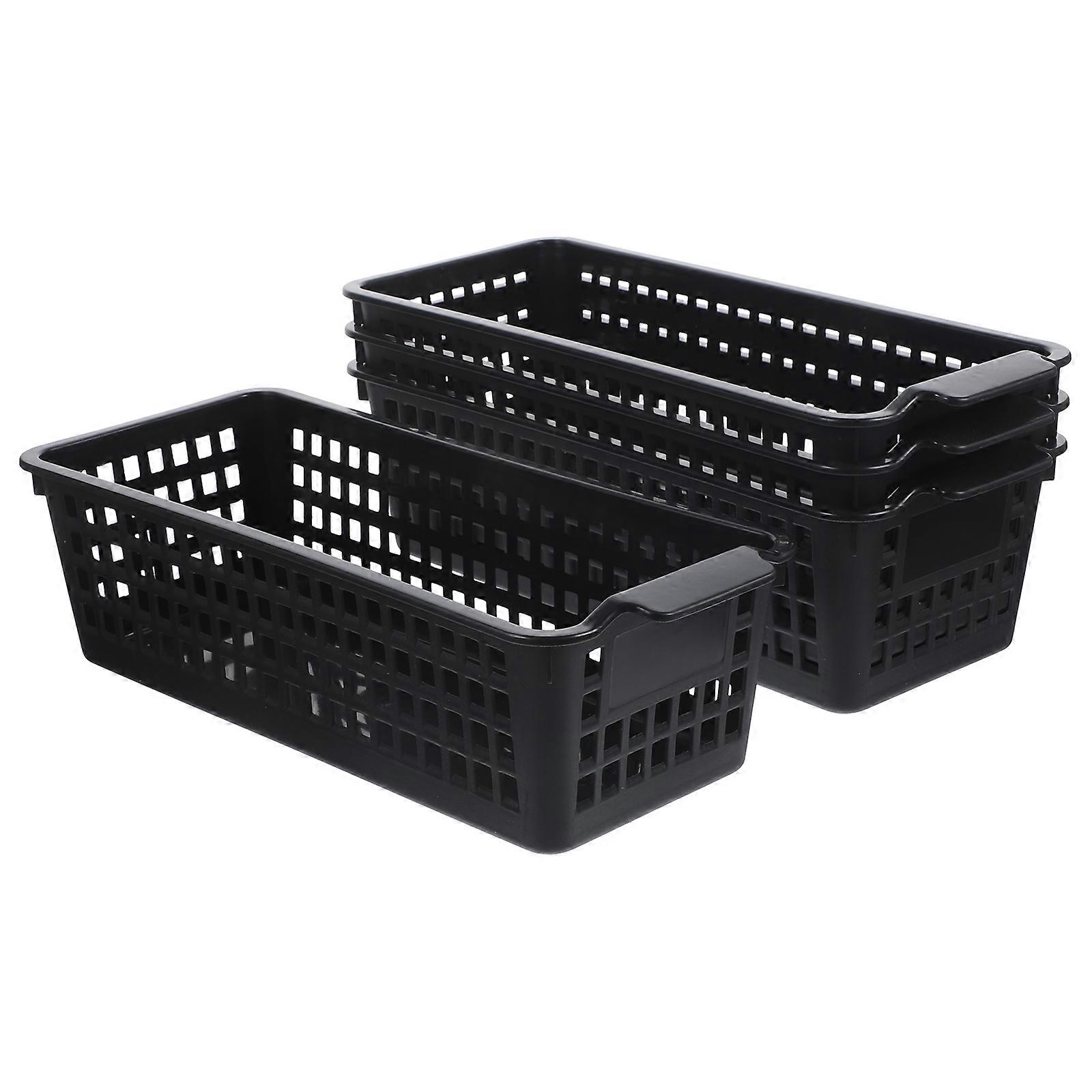 4Pcs Plastic Storage Basket for Storage Black Kitchen Desktop Organizer