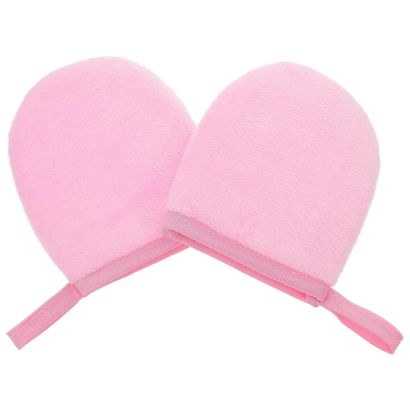 Lotion Apply Mitts For Daily Use And Tanning Oil Application 6 Pcs Soft Plush Pink