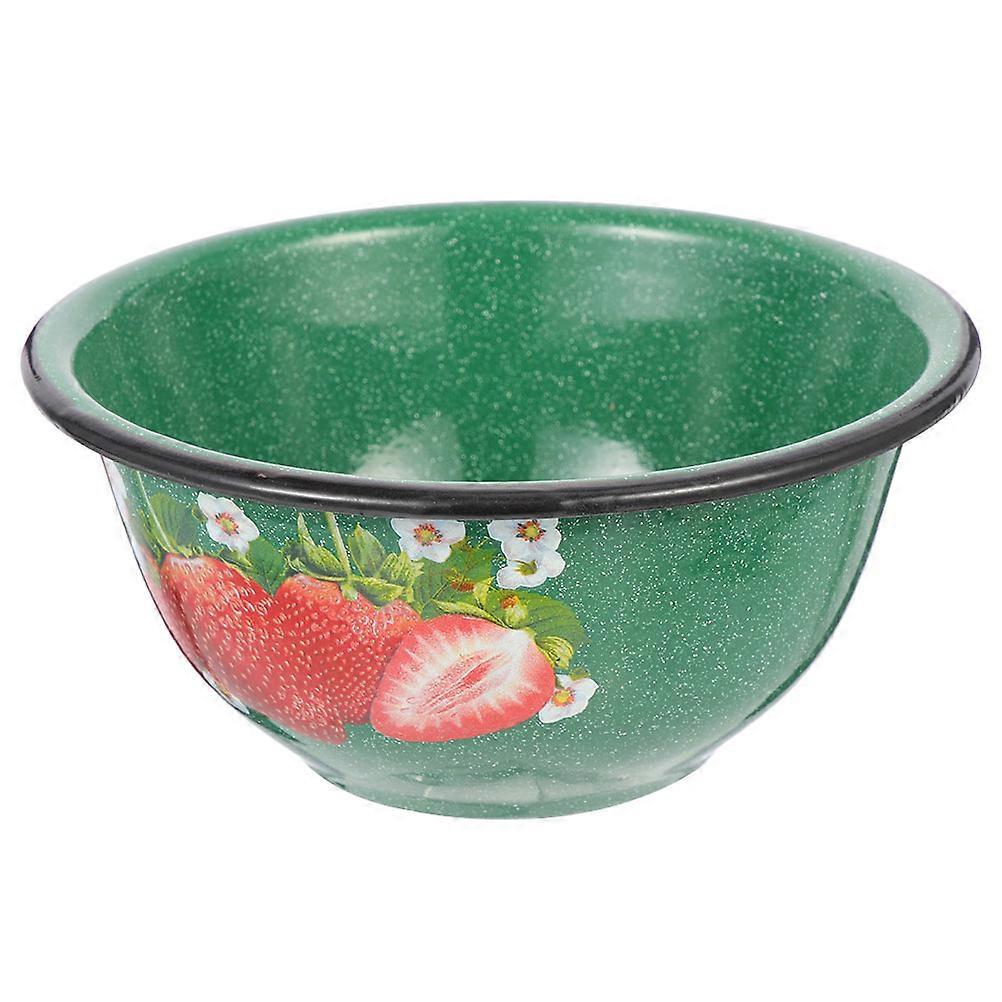 Enamel Serving Bowl Set for Dining Table Use Suitable for Camping Parties and Food Storing in Green 3Pcs