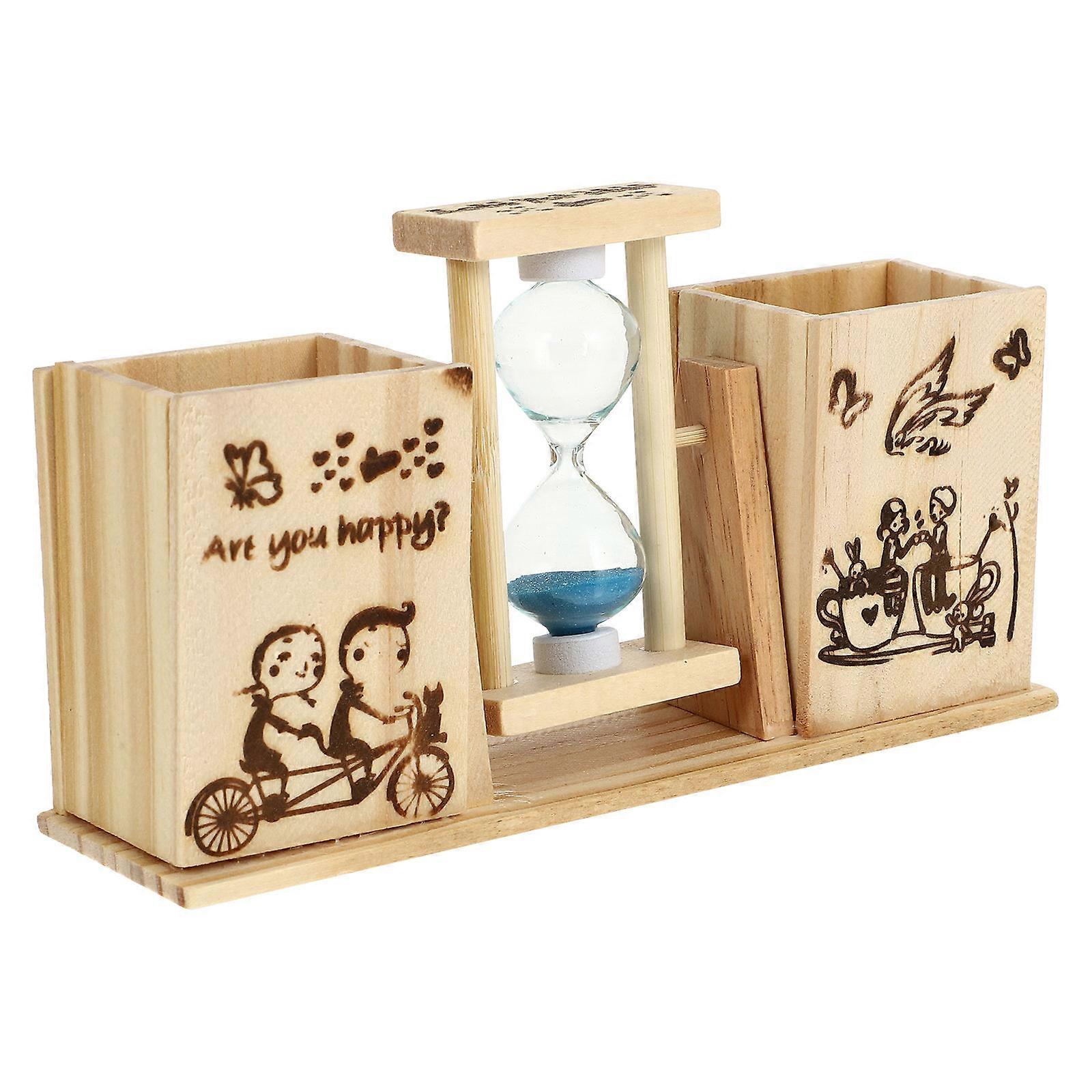 Sand Timer Hourglass Wooden Timer for Time Counting 3Pcs Coffee Tone