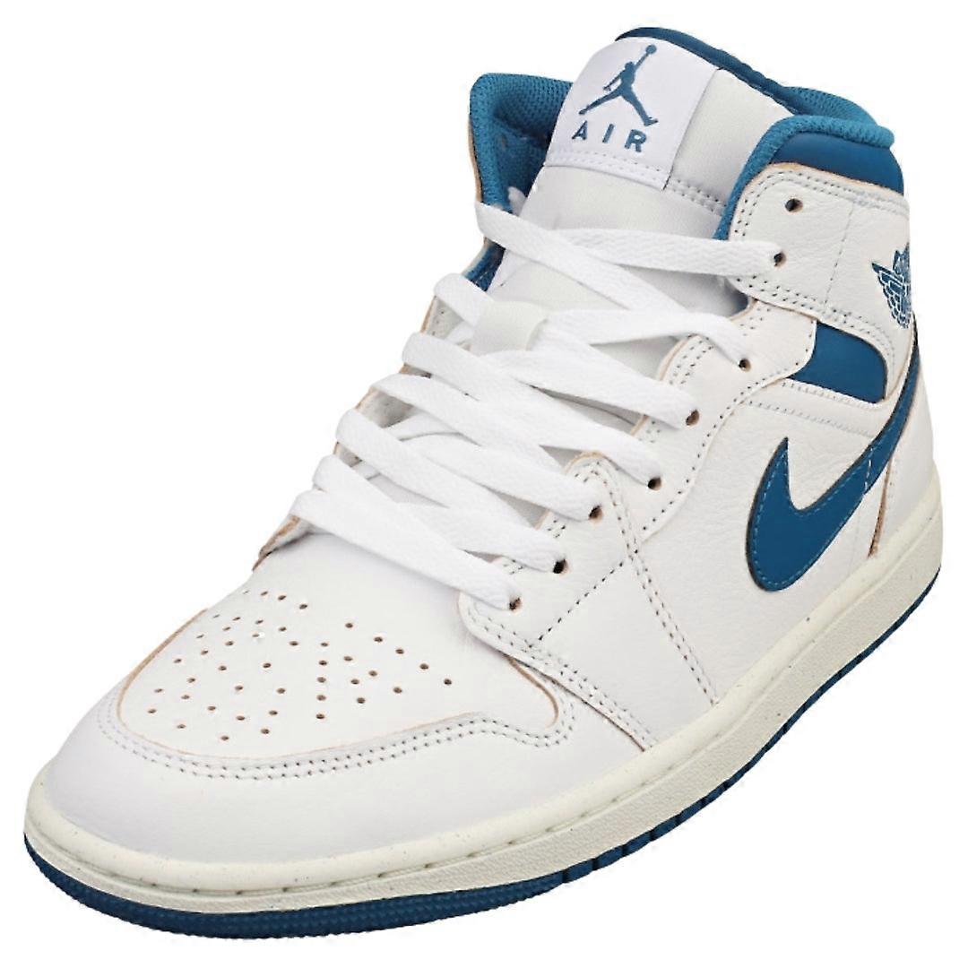 Nike Air Jordan 1 Mid Se Blue Logo White Trainers
