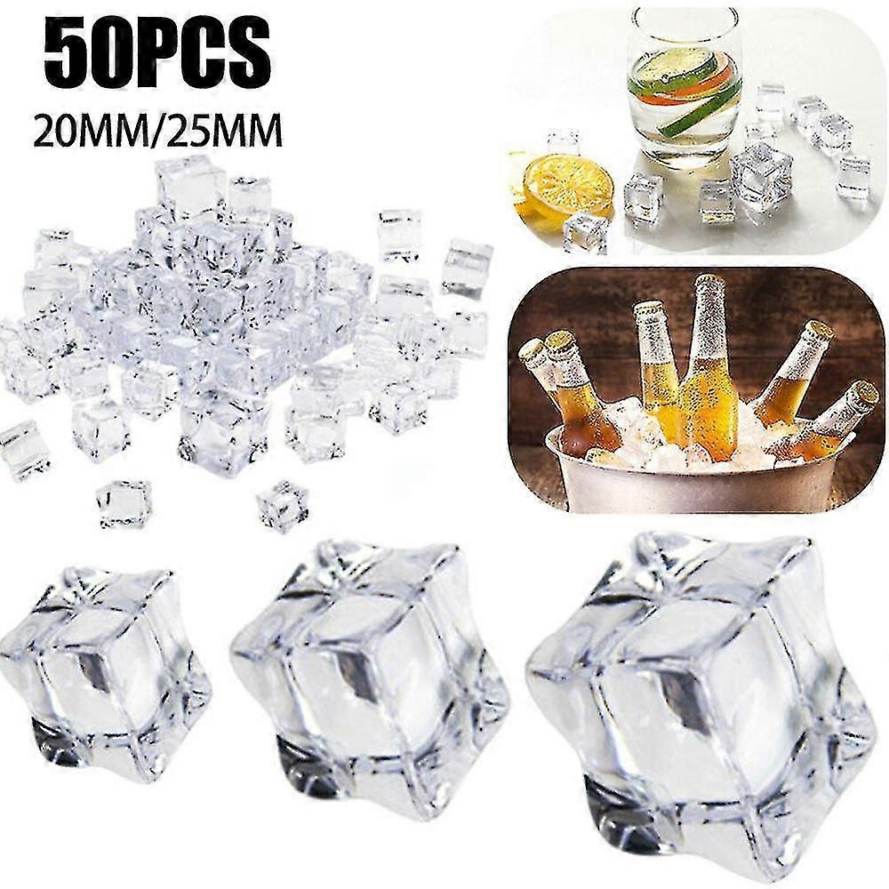 50pcs Clear Fake Crushed Ice Rocks Ice Cubes Vase Fillers Square Ice Cube