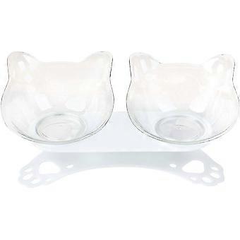 Cat Bowl, Cat Bowl con soporte elevado, antideslizante y antiarañazos, Doble Bowl para perros pequeños y gatos