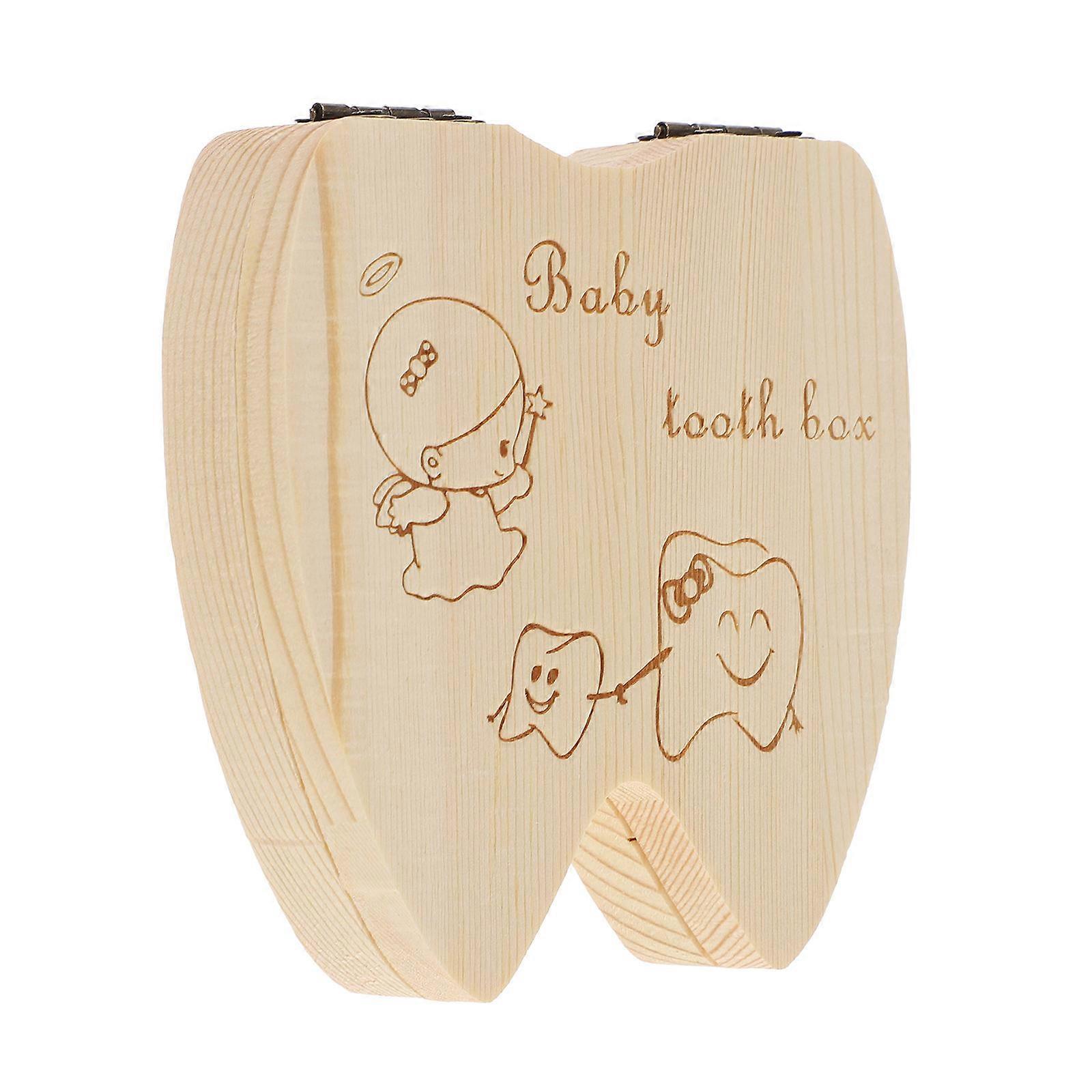 Wooden Tooth Keepsake Box for Kids Tooth Holders 4Pcs Storage Set