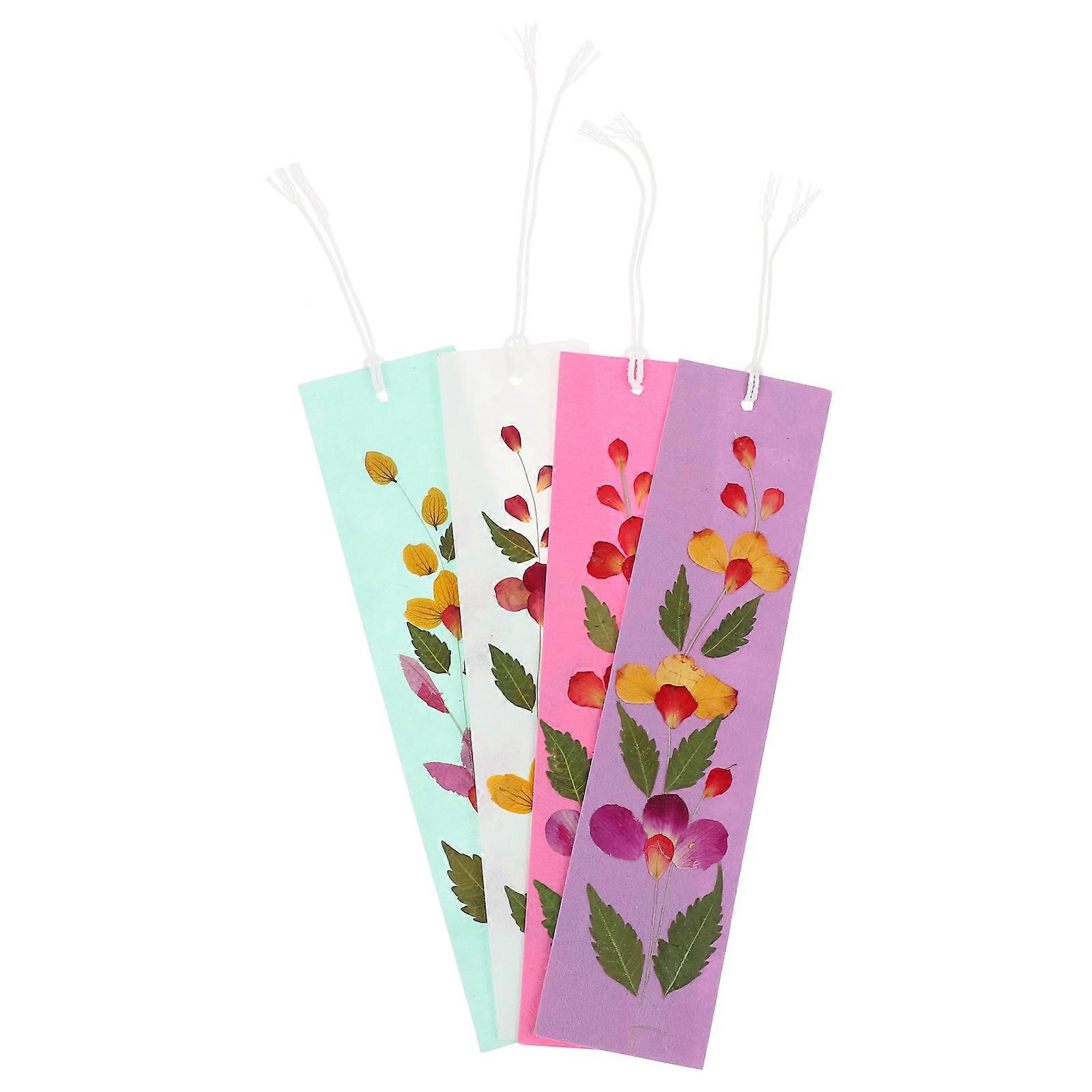 Nature Dried Pressed Flowers Bookmarks 4Pcs Elegant DIY Materials For Reading Graduation Study Unique Gift