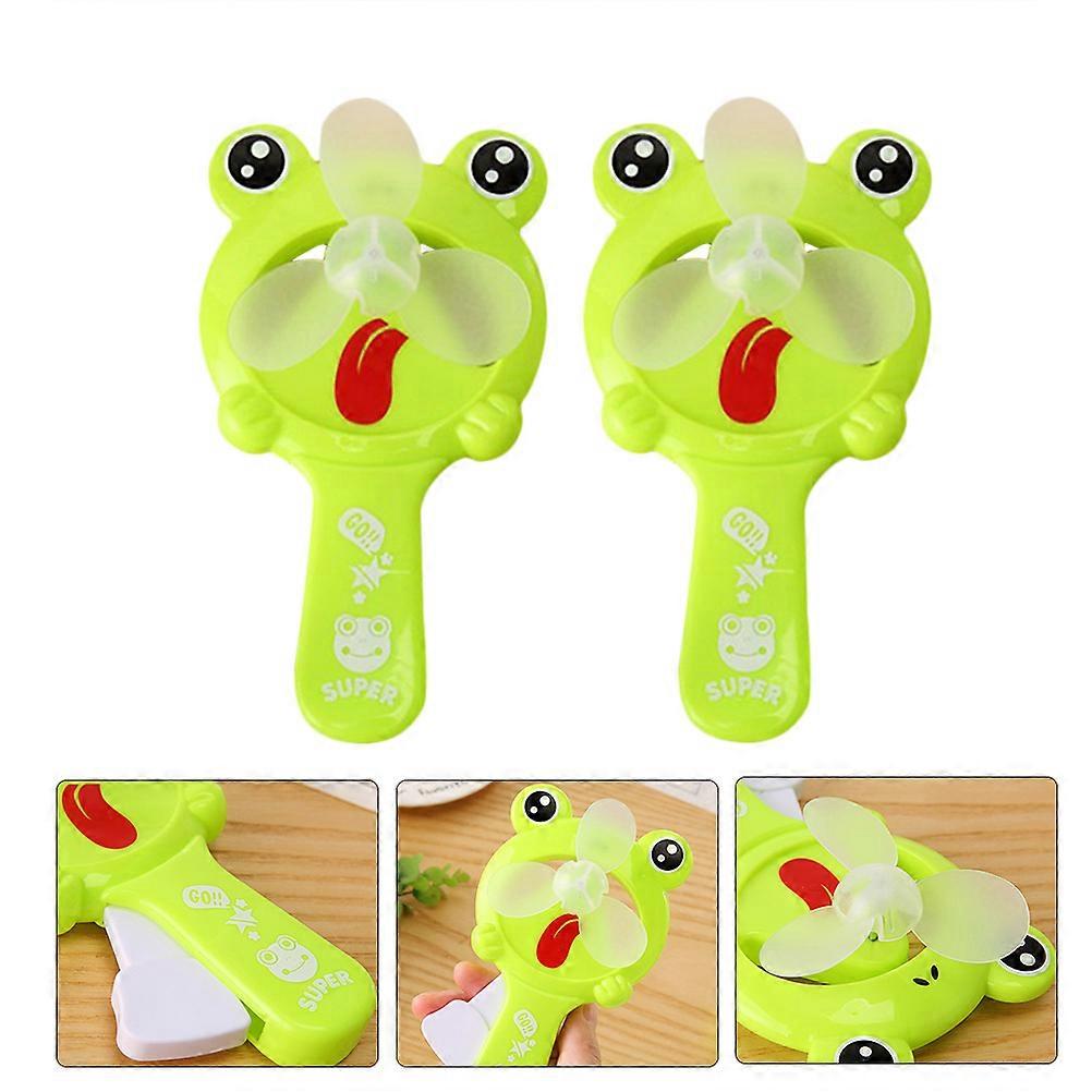 Mini Handheld Fan 2Pcs Green with Cute for Cooling Use