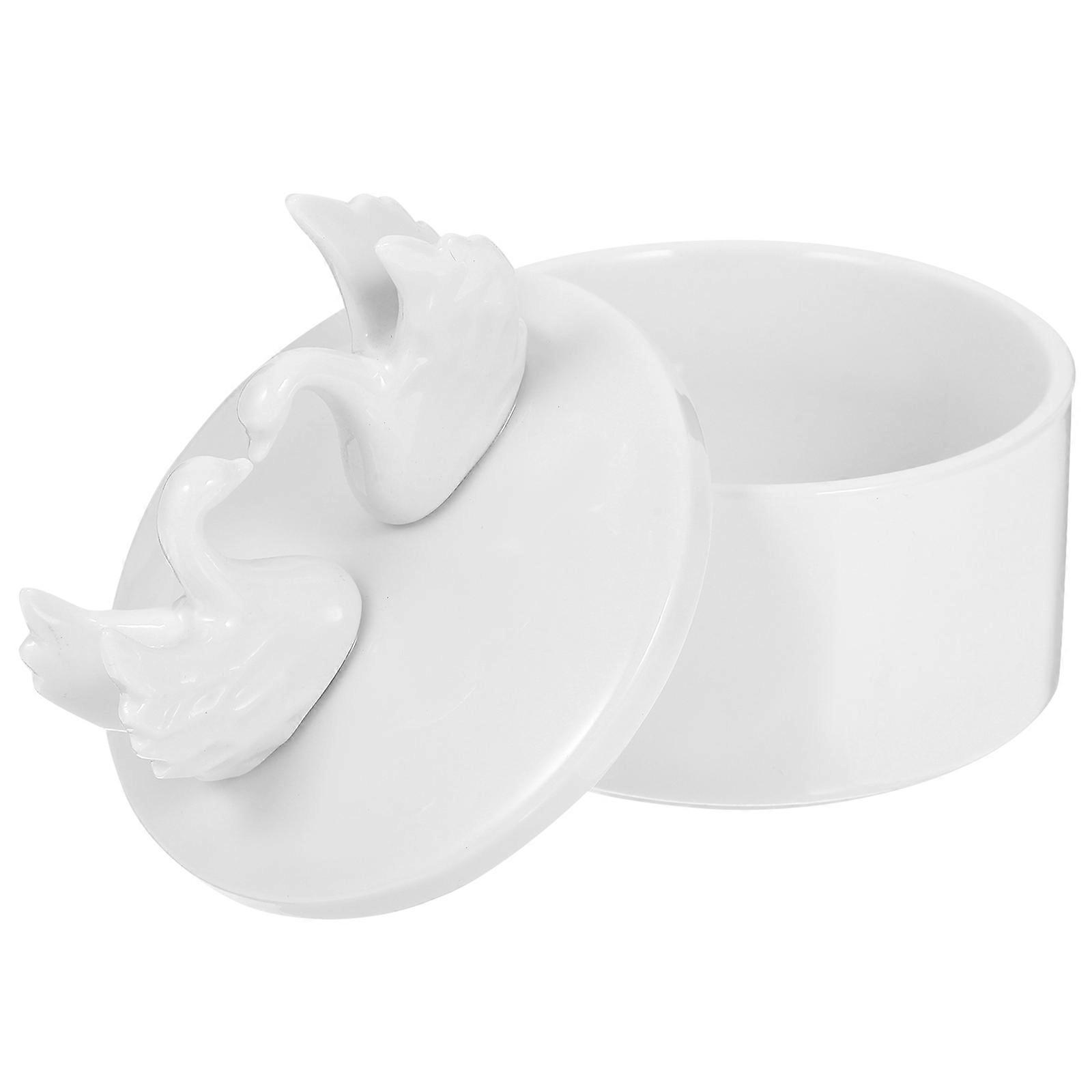 White Ceramic Jewelry Case Ring Holder for Home Use 4Pcs Ceramic Boxes