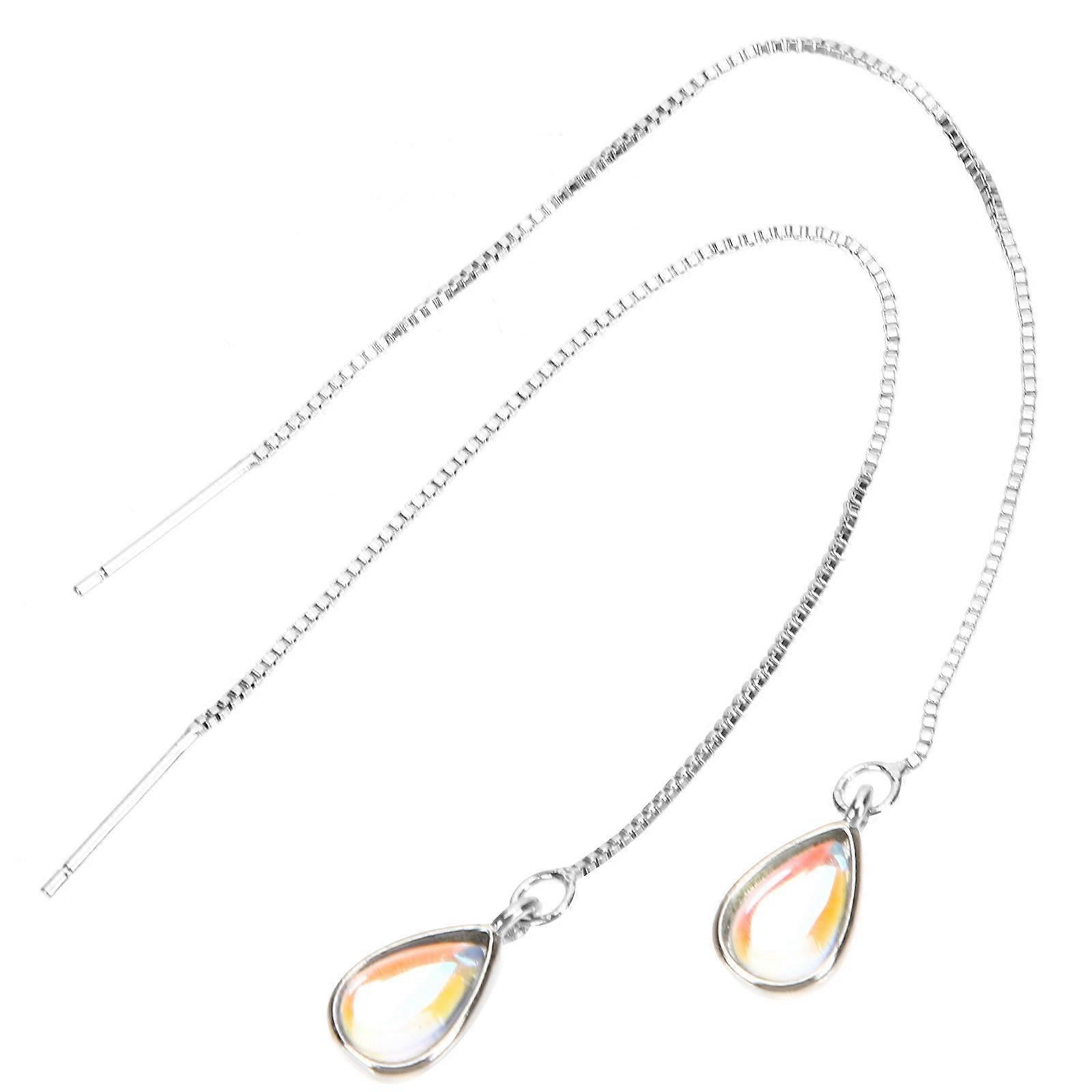 Dangle Earrings Teardrop Moonstone Earrings for Women Threaded 2Pairs