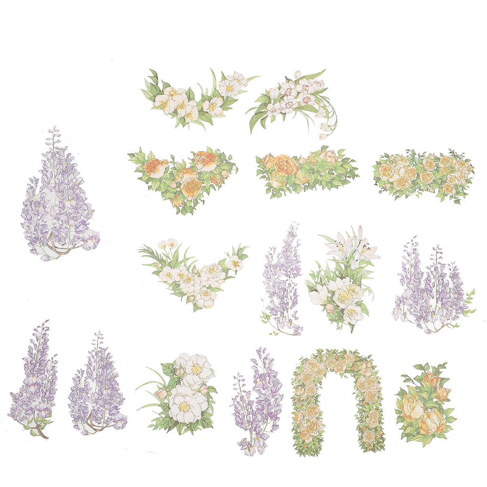 Square Sticker Pack With Pretty Plants 120 Pcs Crafting Adhesive For Greeting Cards And Photo Albums