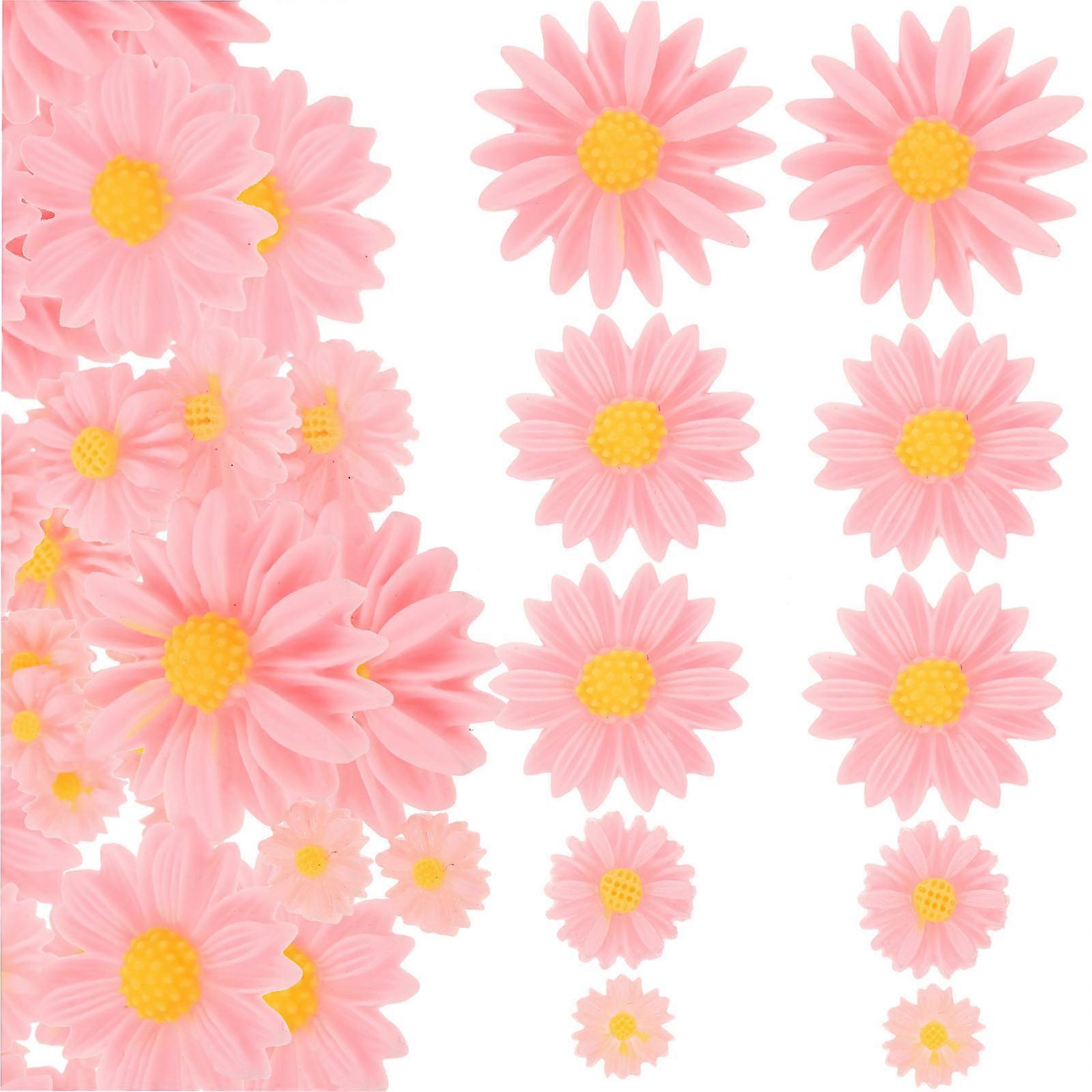 180 Pcs DIY Decorations Daisy Shaped Flower Charms Suitable For Crafts And Phone Case Decor In Charming Pink Color