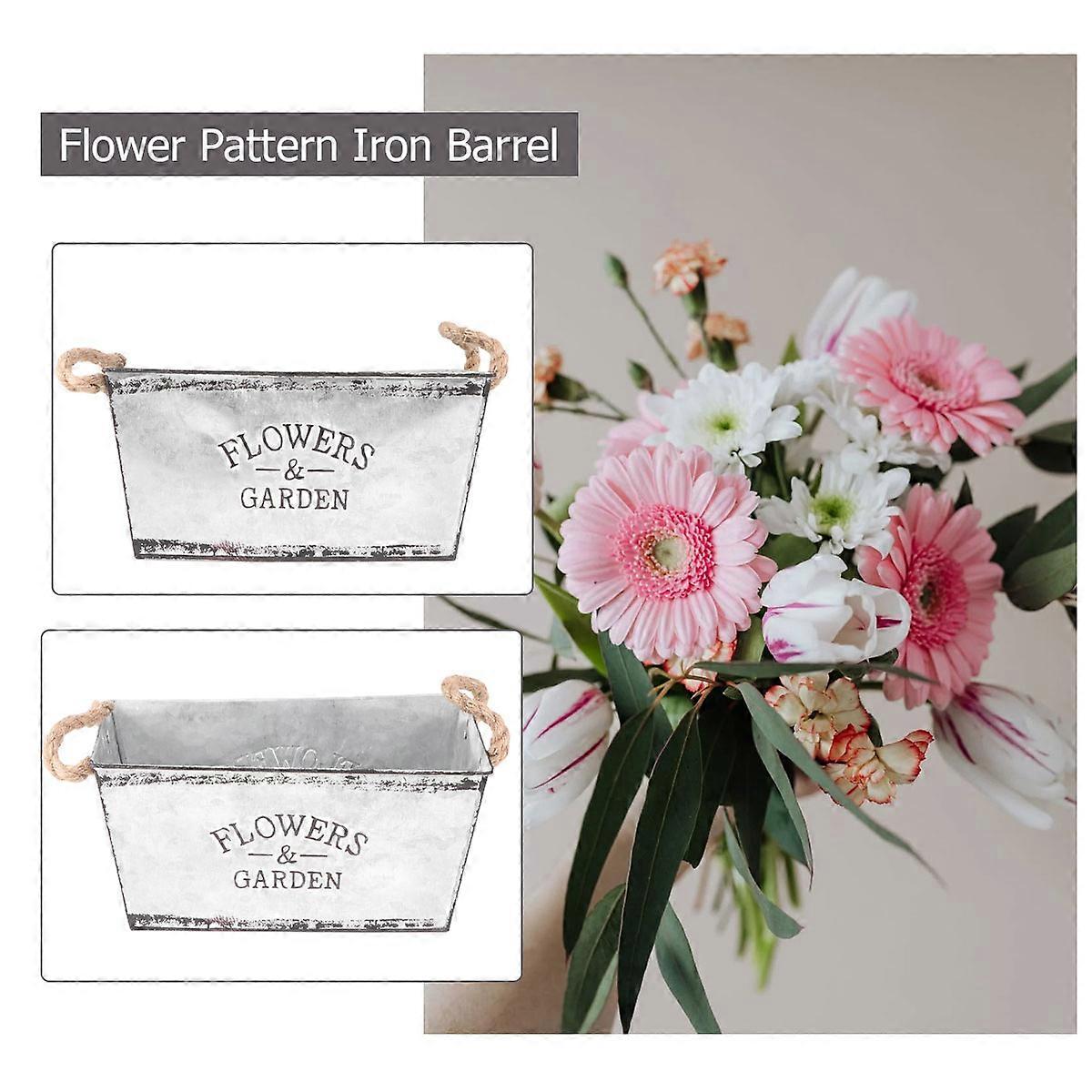 Silver Flower Bucket for Decorative Plant Storage 4Pcs Set