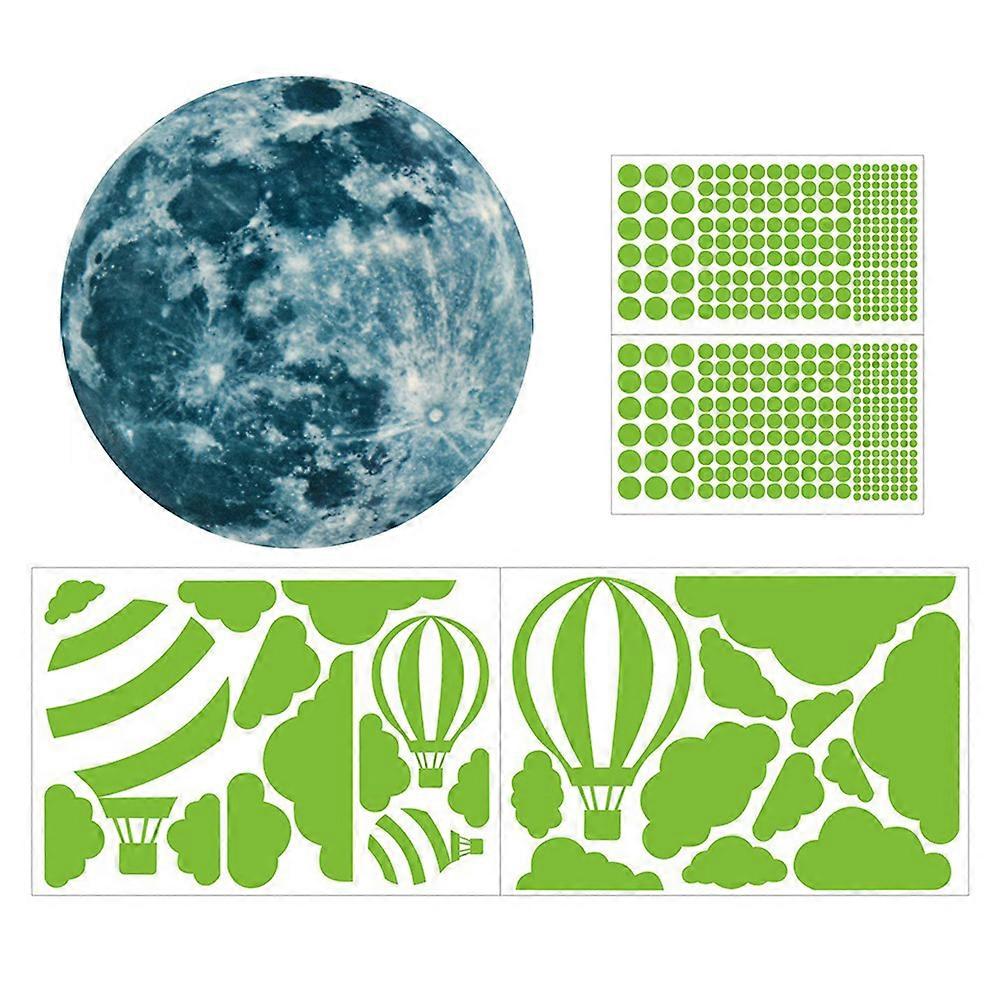 Room Wall Sticker Luminous Decor for Kids with 8 Sheets Moon and Balloon