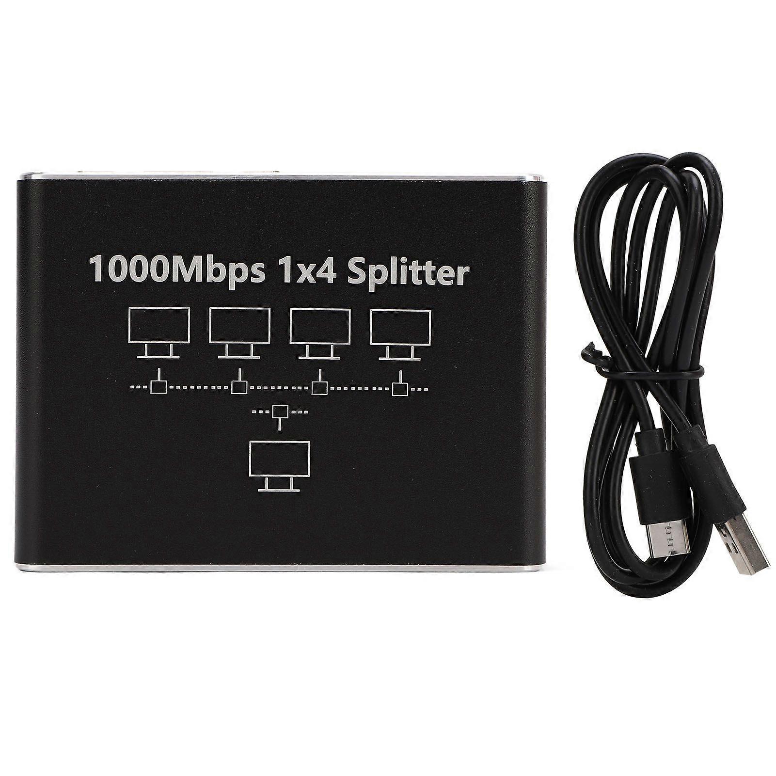 Ethernet Splitter 1 to 4 1000Mbps High Speed Internet Splitter LAN Splitter Ethernet Switch Network Splitter for Cat 6 7 8 Cables