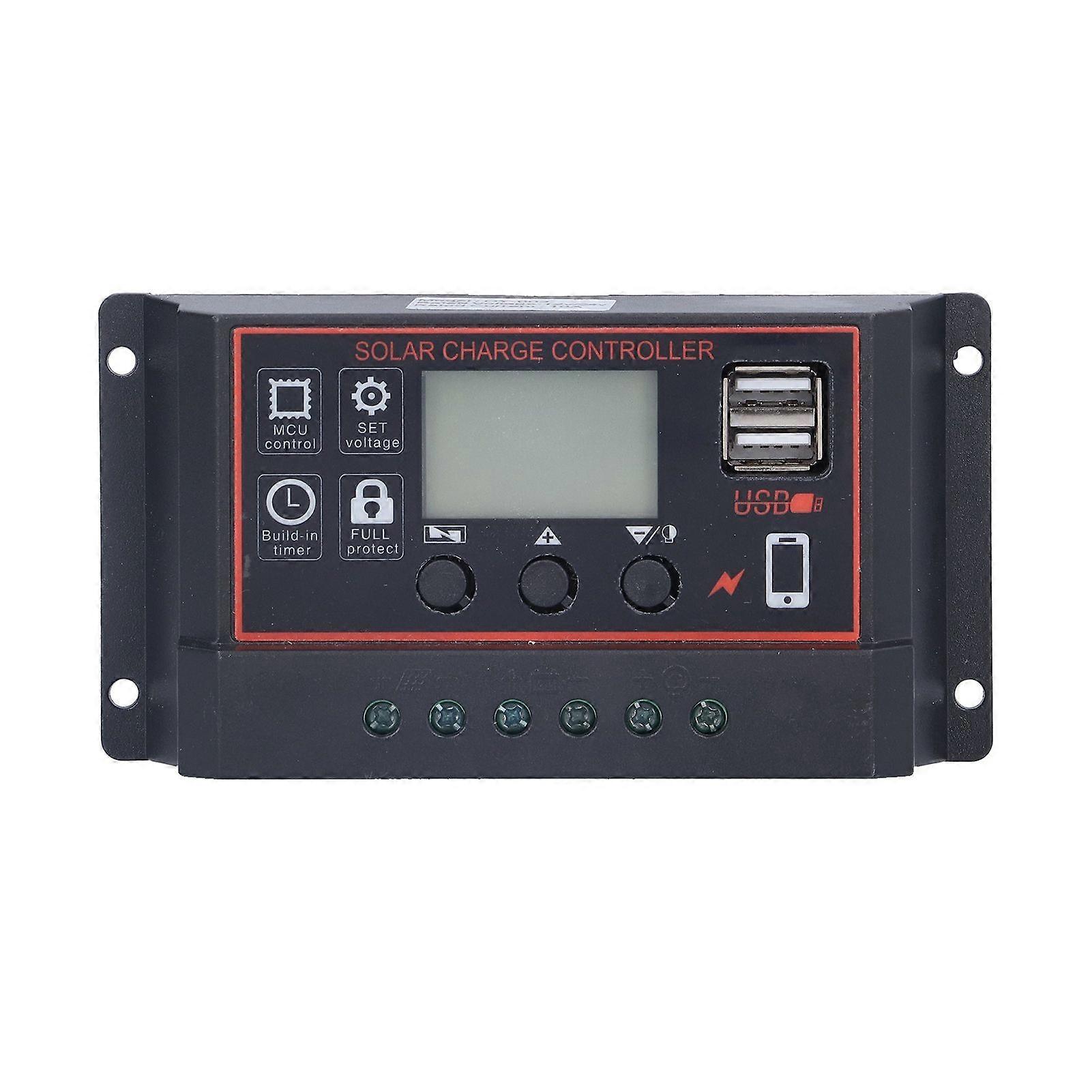 Smart Charge Controller Solar Battery Panel Charging Protection Device with LCD Display 12V/24V30A
