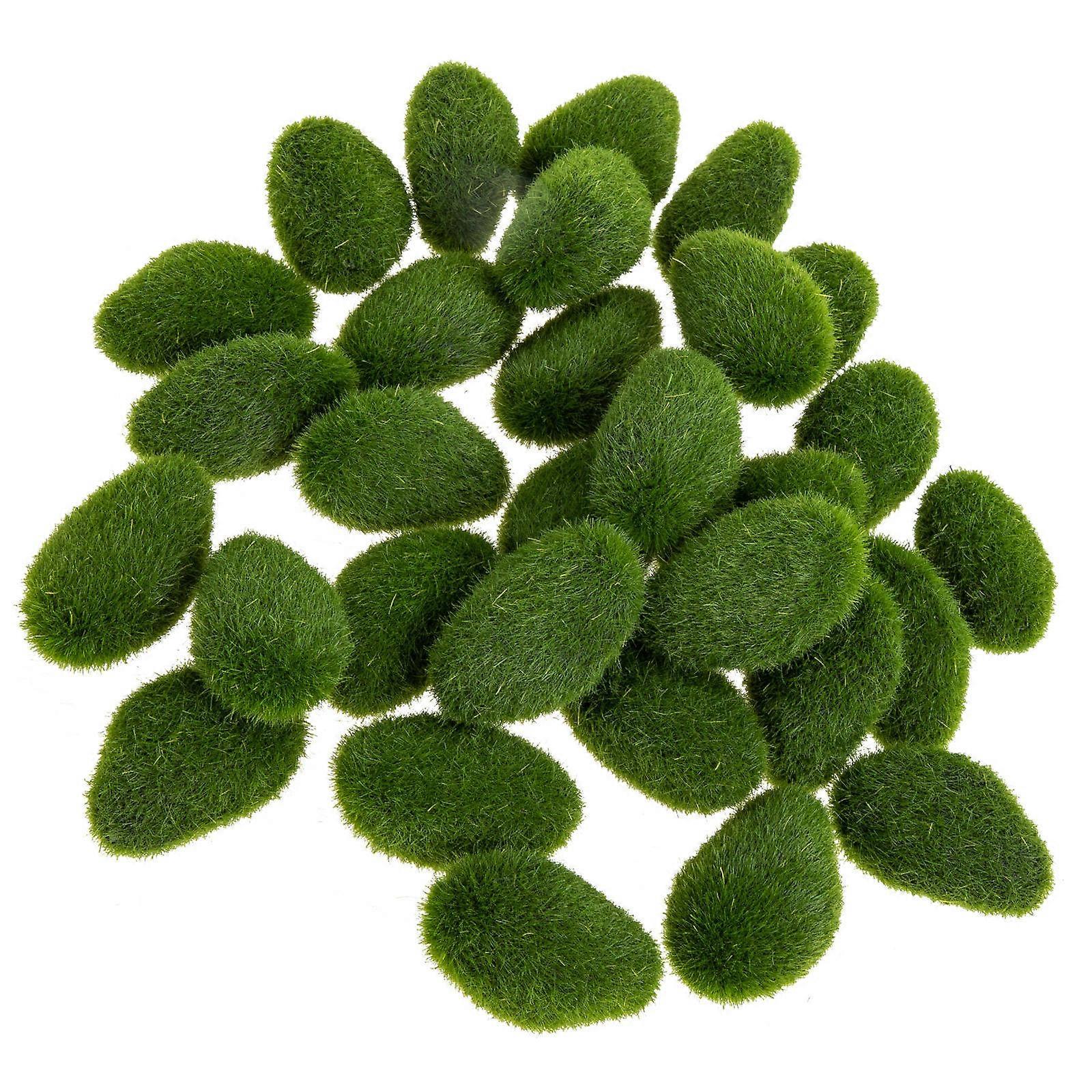 Decorative Moss Stones 30Pcs Simulation Artificial Moss For Lawn Class Projects 5X3Cm Green Decorative