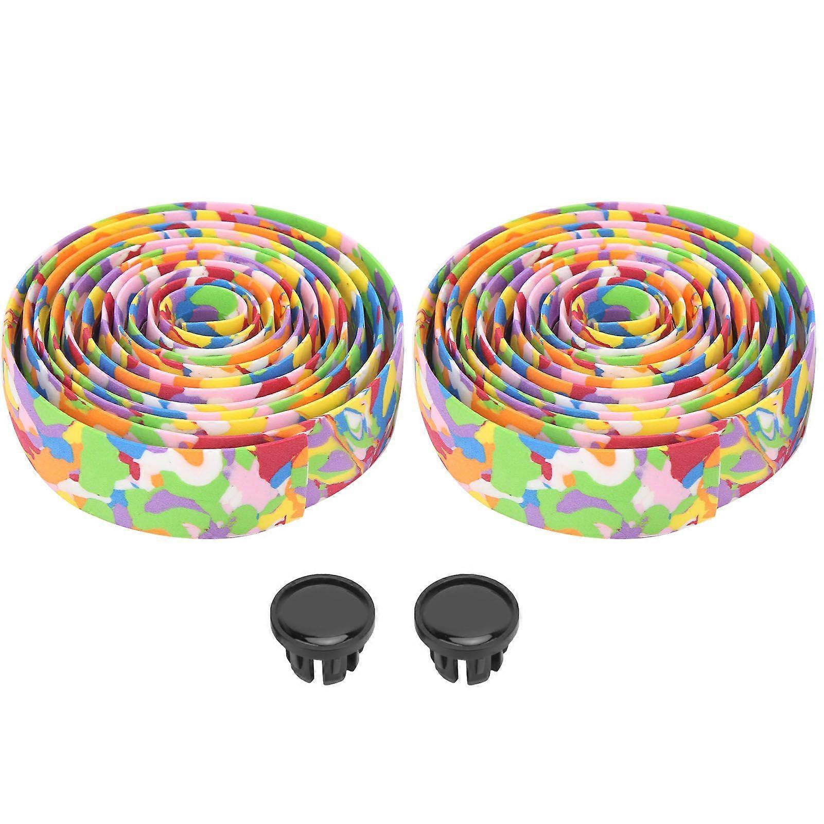 ZTTO Mountain Bike Soft Handlebar Tapes Bicycle AntiSlip Handle Grip Wraps with Bar Plugs(Colorful )