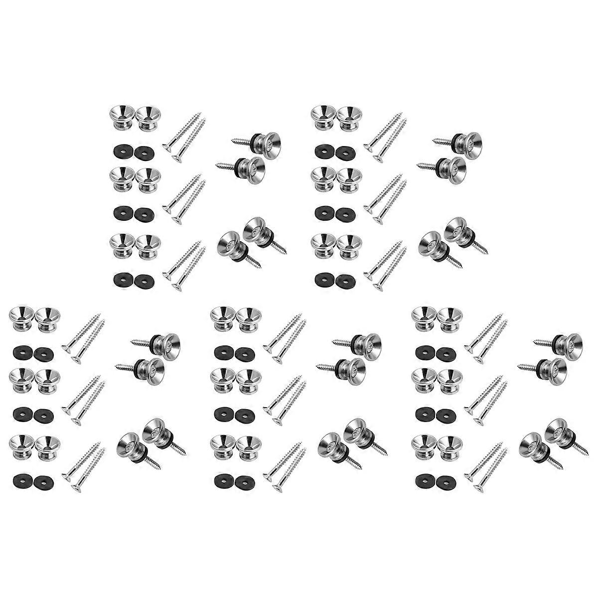 10Pcs Metal Strap Buttons End Pins with Mounting Screws for Ukulele