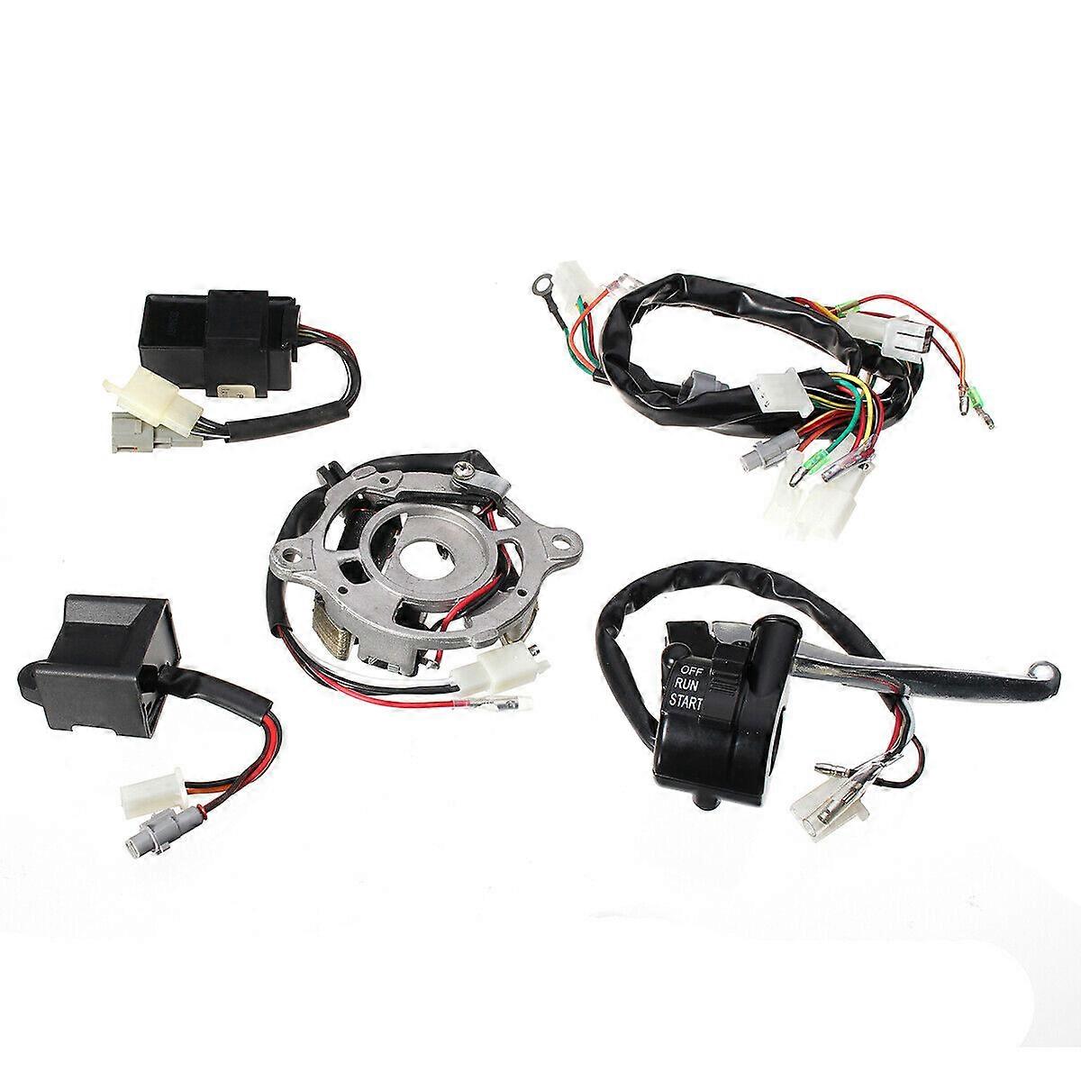 Motorcycle Wiring Harness Ignition Switch CDI Unit Brake Coil Kit