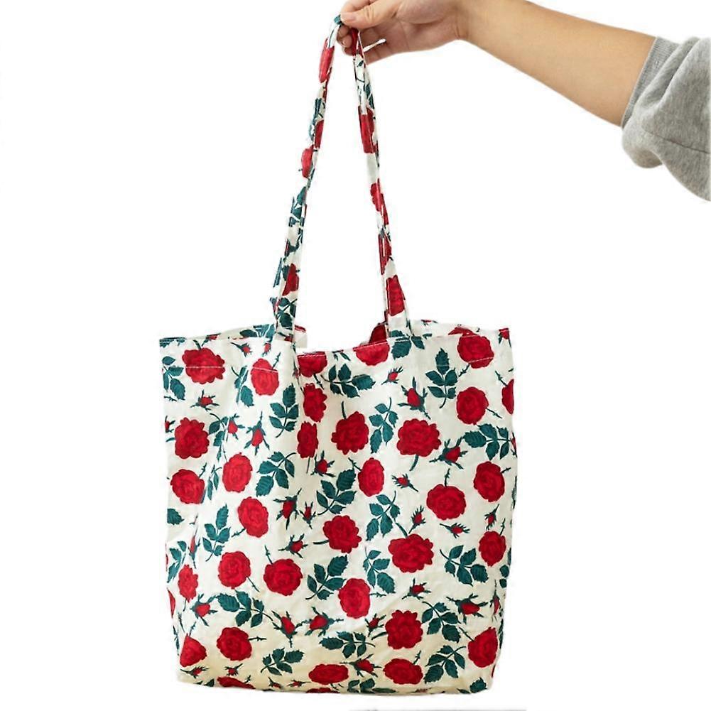 Foldable Reusable Shopping Bag Large Capacity Eco Friendly Tote with Floral Print for Daily Use Travel and Gift Giving