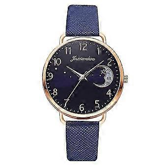 Voor dames Maanpatroon Wijzerplaat PU Band Kwartshorloge Kleur Blauw 25-26