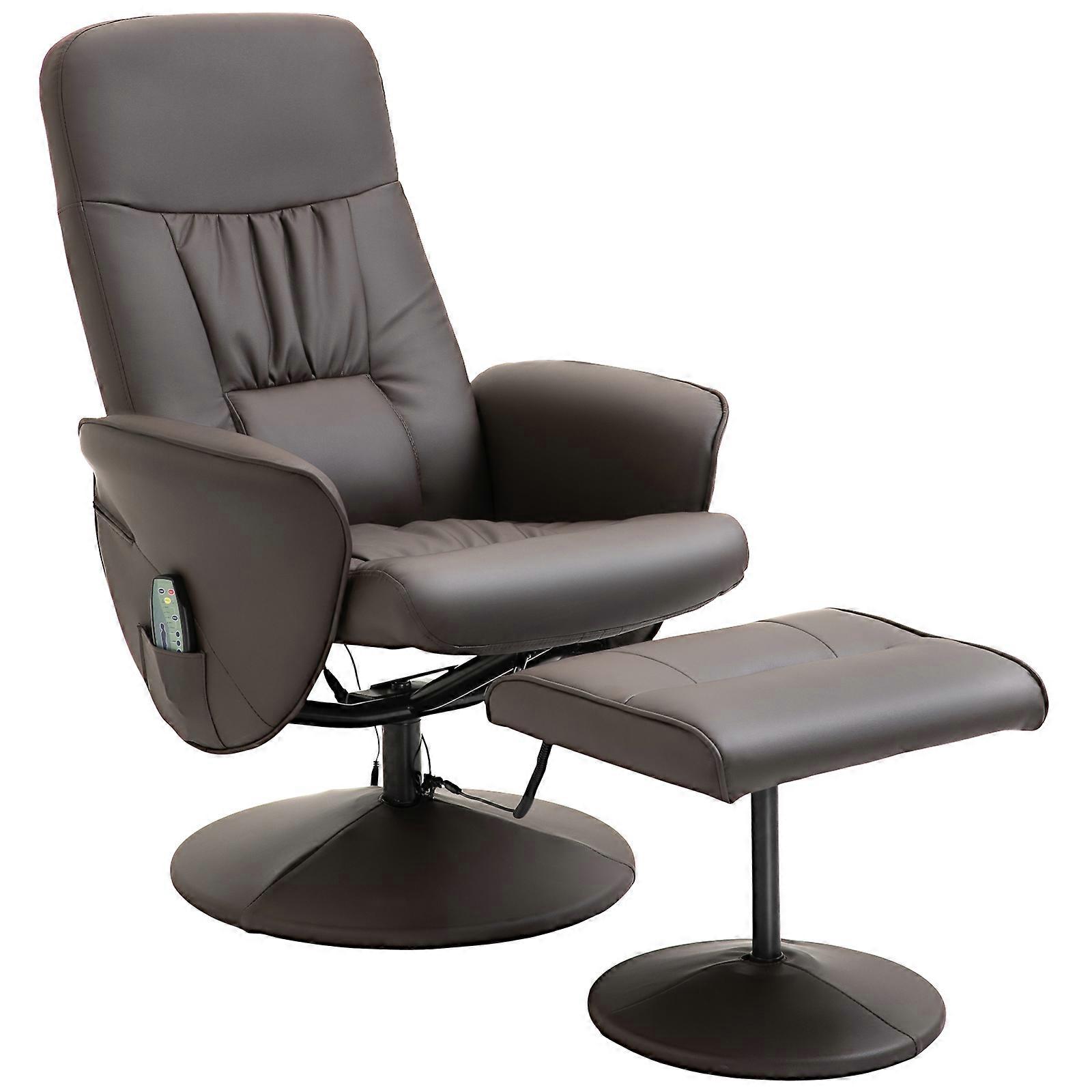 Brauner HOMCOM 2-Sitzer-Massagesessel mit elektrischer Liegefunktion und Drehfunktion