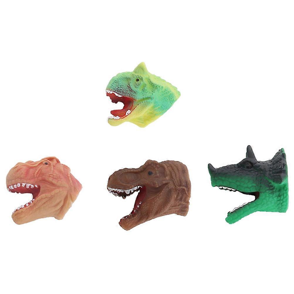 Cute Dinosaur Head Shape Finger Puppets For Kids Parent-Child 7.00X5.80X6.00Cm Assorted Color 4Pcs