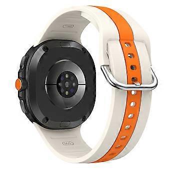 Pulseira de silicone compatível com Samsung Galaxy Watch8 44 mm / 40 mm / 8 Classic 46 mm, pulseira de relógio de duas cores com design de listras verticais