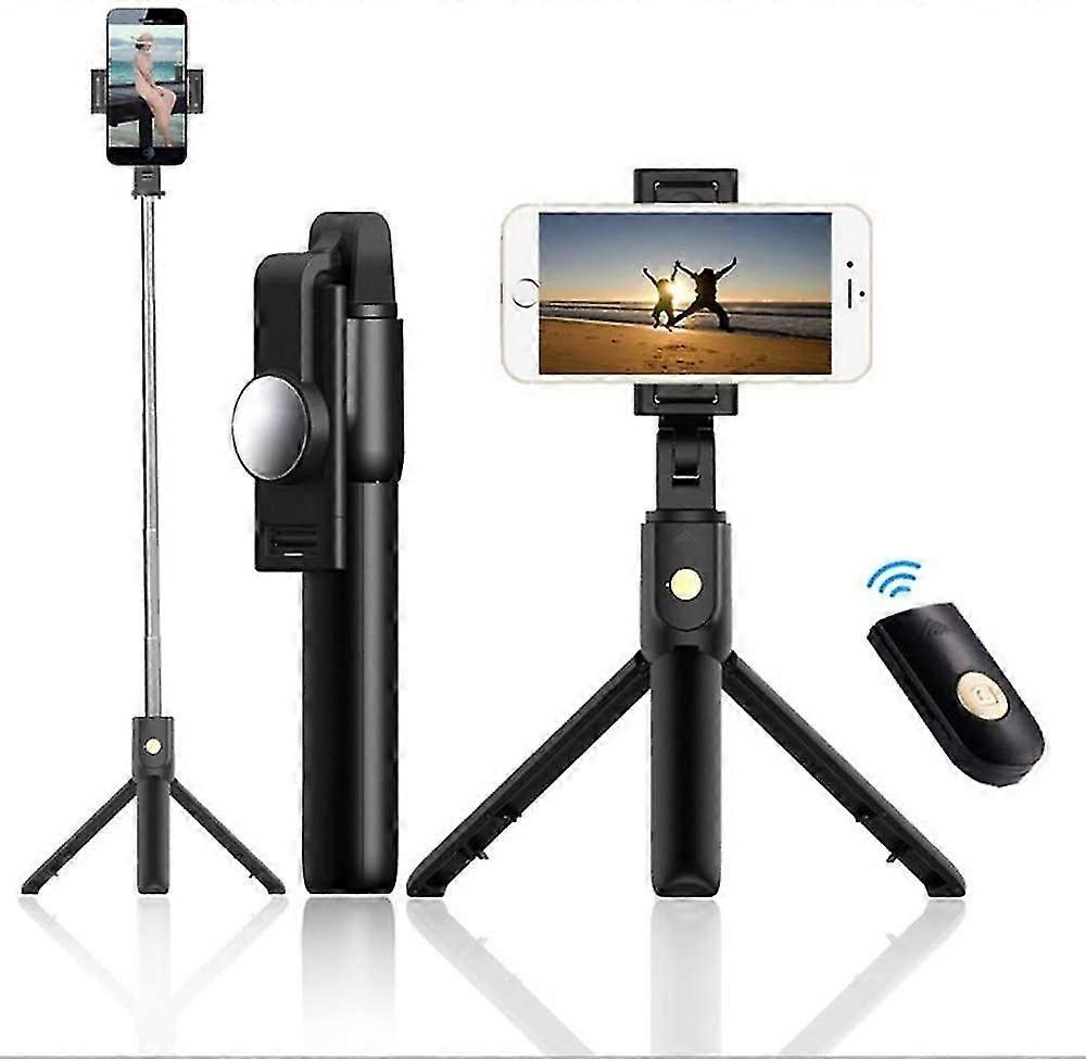 360 Rotation Bluetooth Selfie Stick, Telescopic Adjustable Stick With Phone Holder, 3 In 1 Selfie Stick Tripod Monopod With Wireless Remote