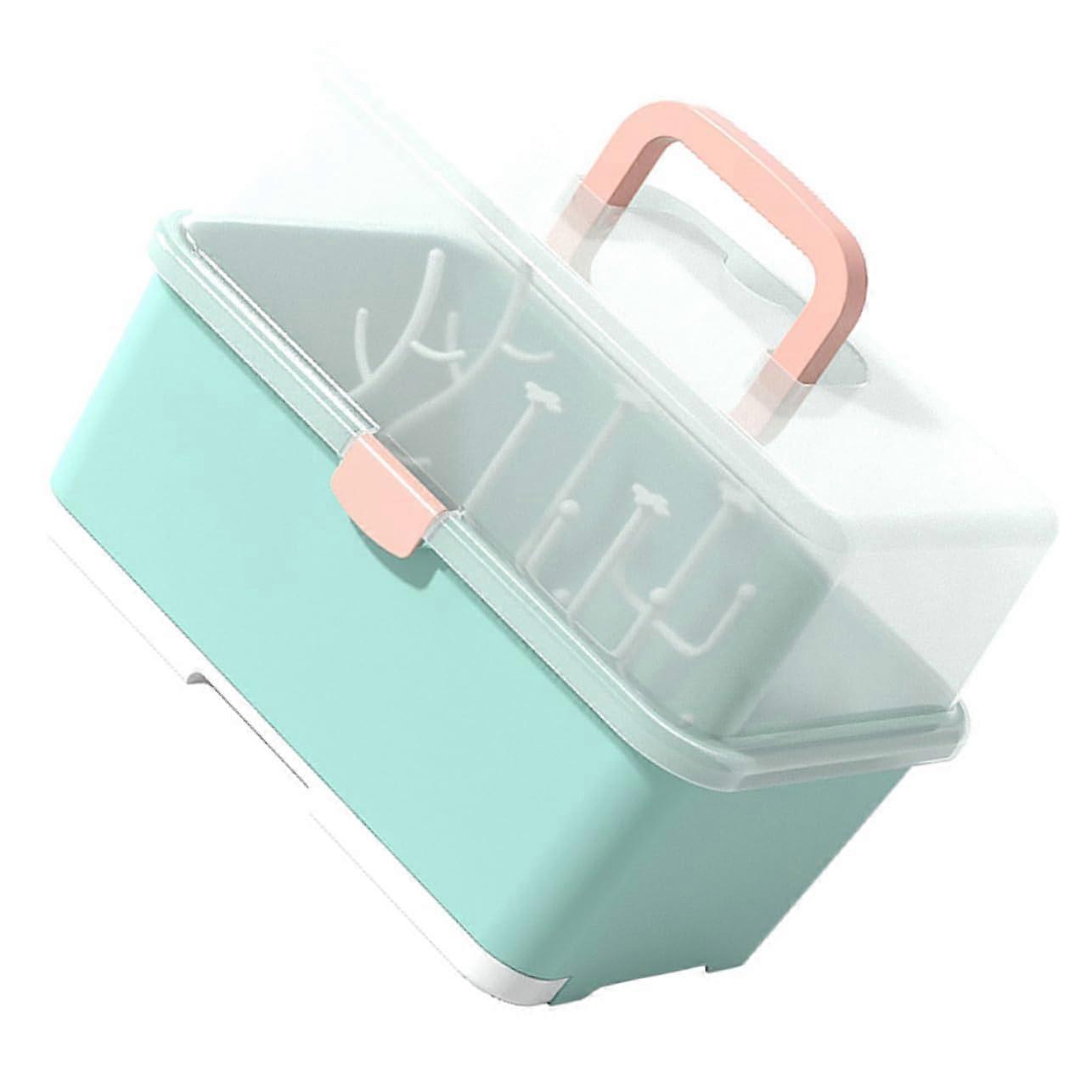 Bottle Drying Box With Draining Tray And Cover Removable Bottle Organizer For Nursery Storage For Home Use Green